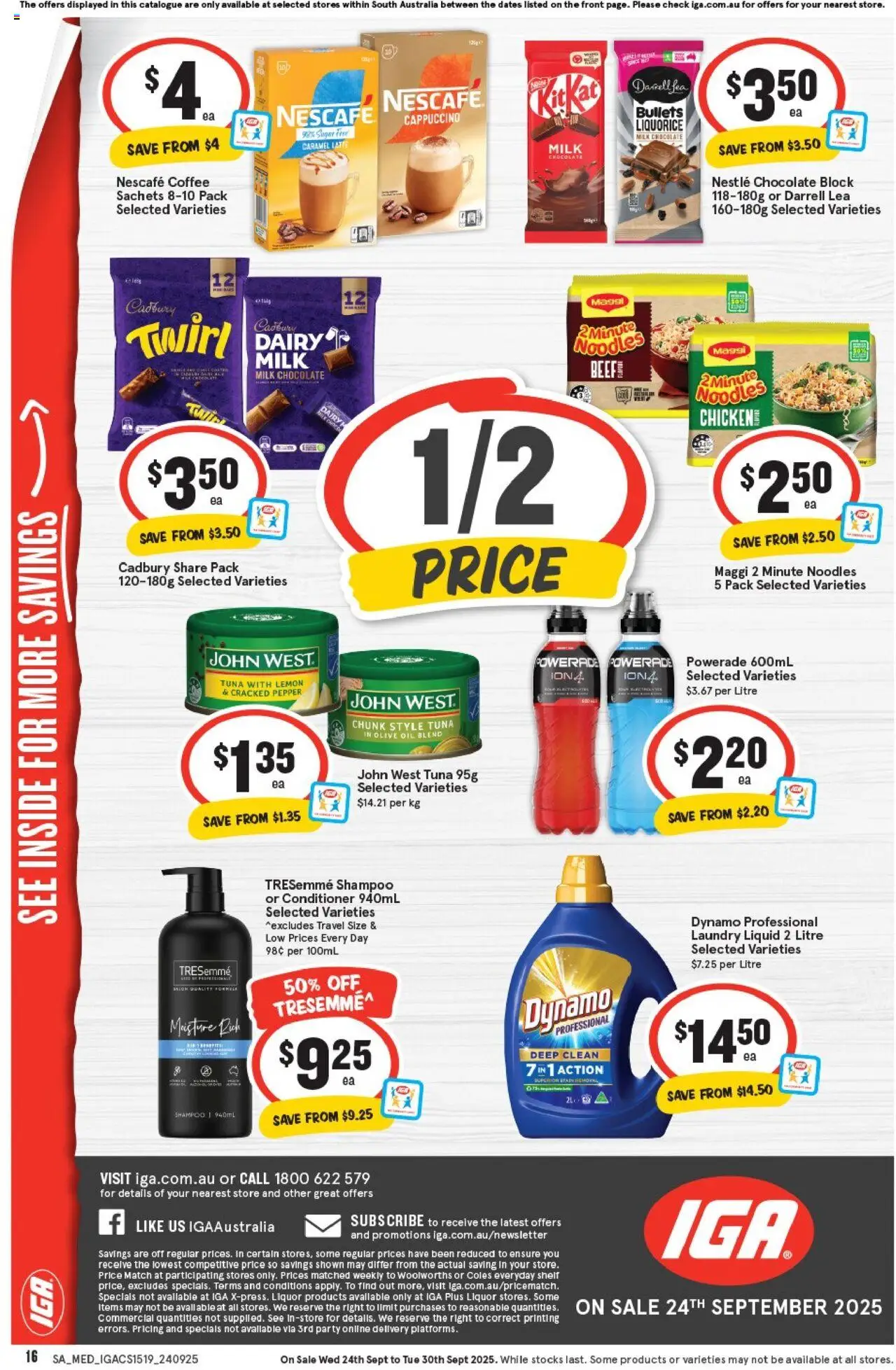 IGA catalogue - valid from 24.09.2025 | Page: 16 | Products: Shelf, Milk, Chocolate, Laundry