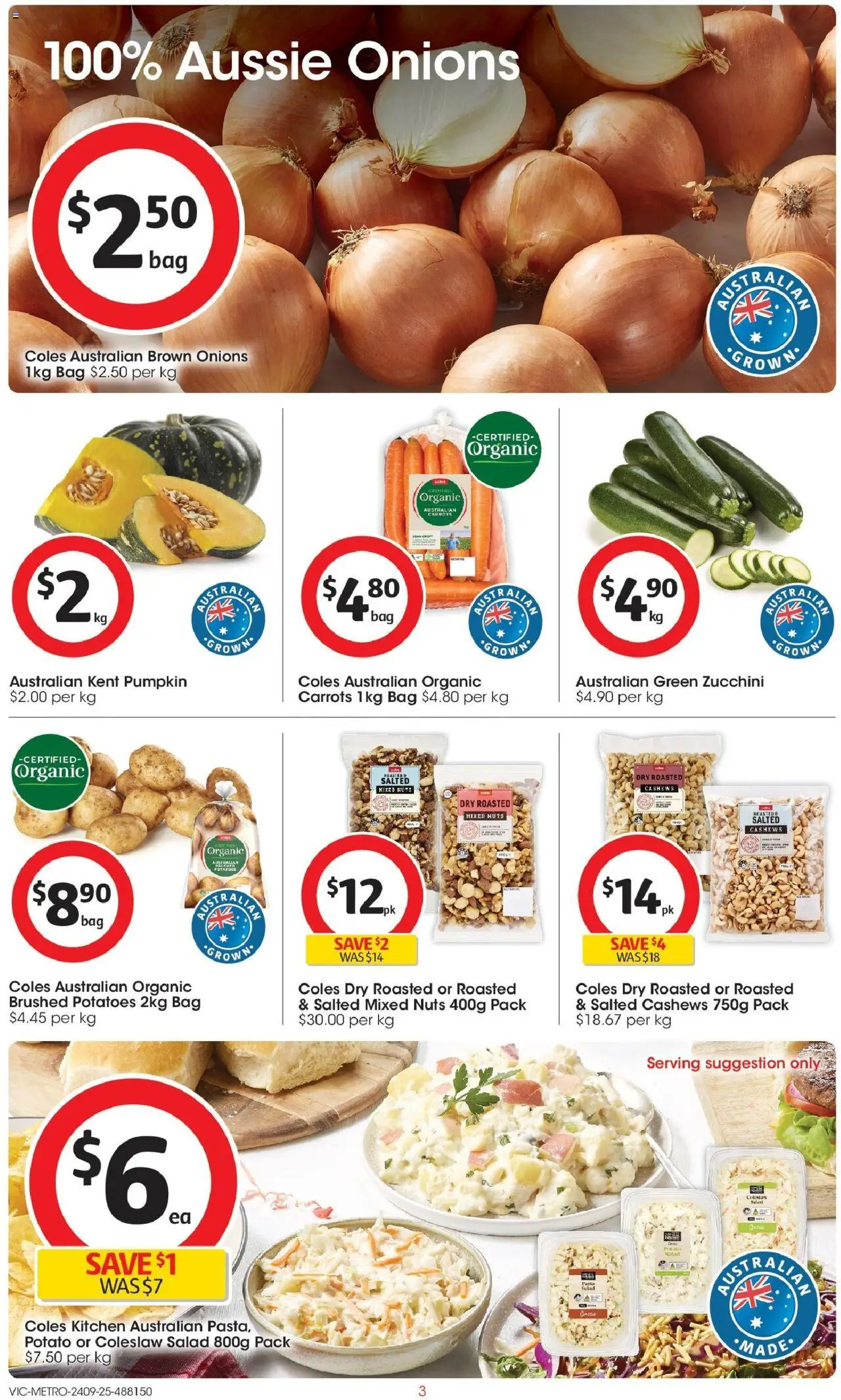 Coles catalogue - valid from 24.09.2025 | Page: 3 | Products: Carrots, Nuts, Salad, Pumpkin