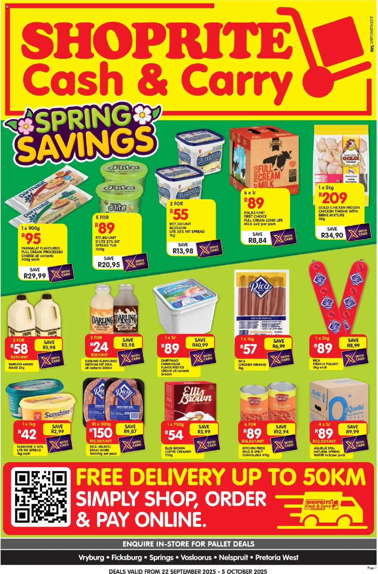 New Shoprite catalogue – valid from 22.09.2025 | Page: 1 | Products: Cheese, Coffee, Polony, Water