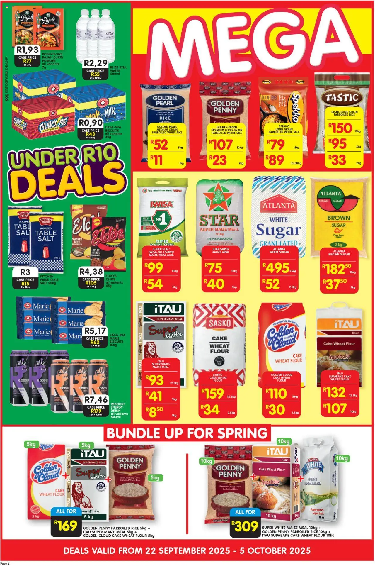 New Shoprite catalogue – valid from 22.09.2025 | Page: 2 | Products: Case, Maize meal, Milk, Rice
