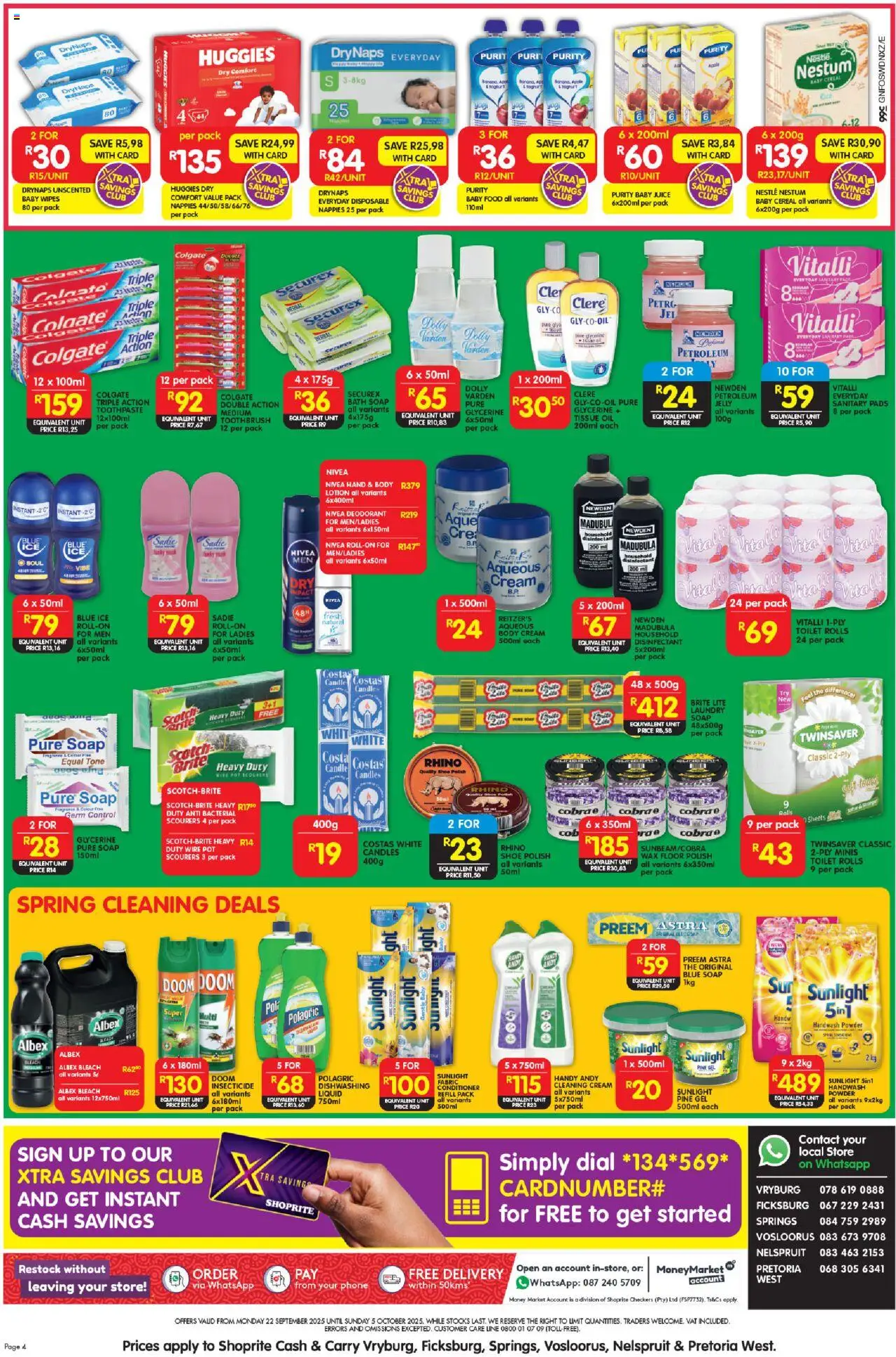 New Shoprite catalogue – valid from 22.09.2025 | Page: 4 | Products: Handwash, Bath, Bleach, Cream