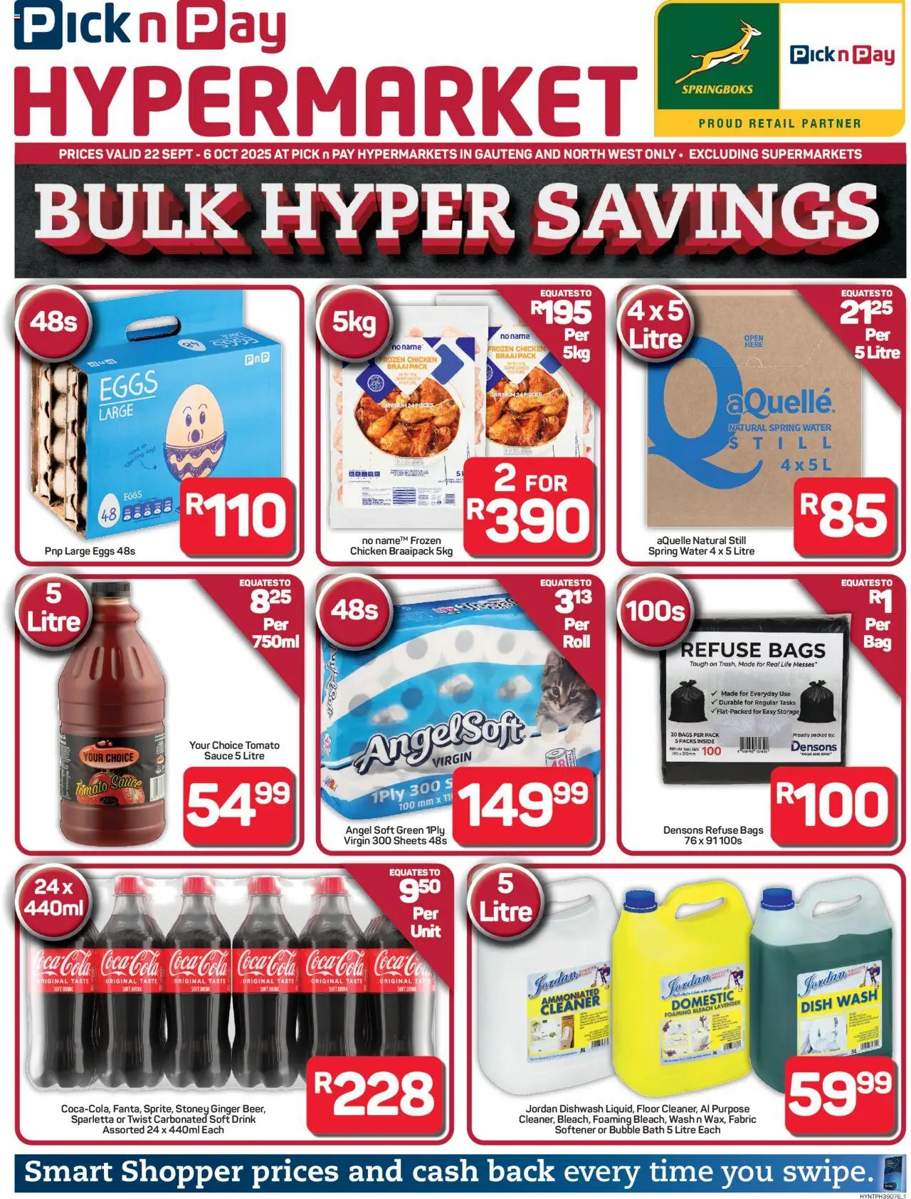 New Pick n Pay catalogue – valid from 22.09.2025 | Page: 1 | Products: Chicken, Stoney, Tomato sauce, Refuse bags