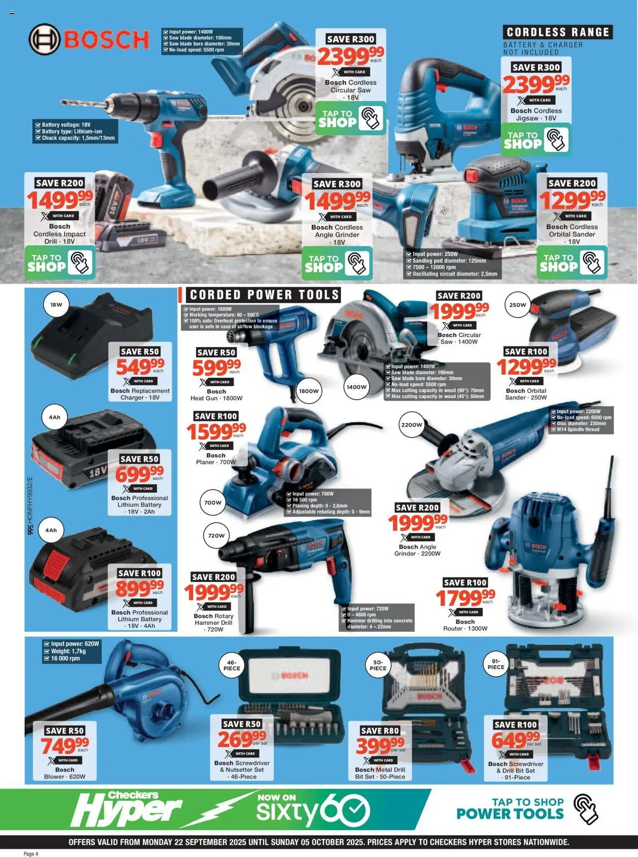 New Checkers catalogue – valid from 22.09.2025 | Page: 4 | Products: Case, Battery, Jigsaw, Angle grinder