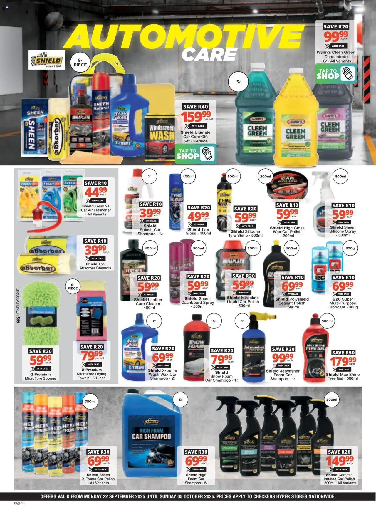 New Checkers catalogue – valid from 22.09.2025 | Page: 10 | Products: Gloss, Cleen green, Wax, Foam
