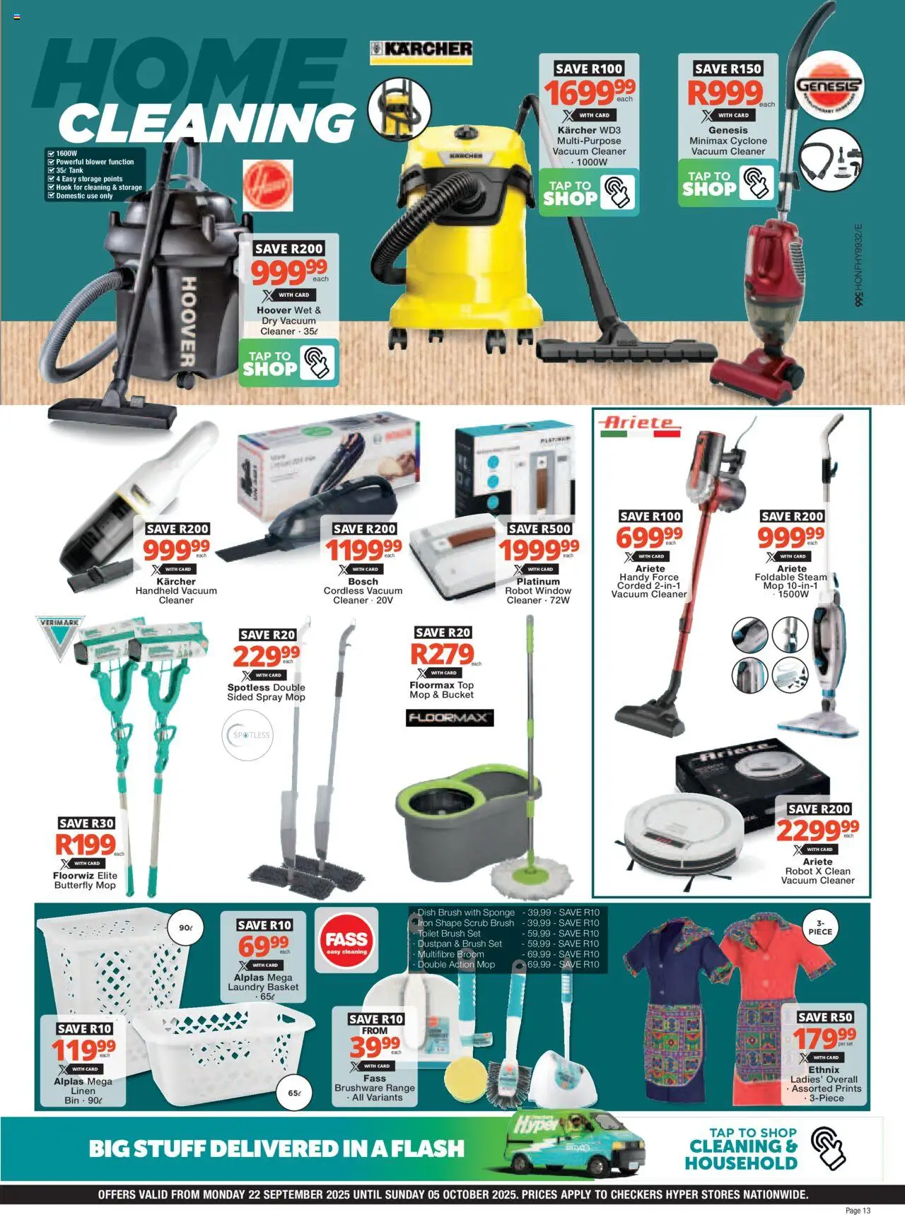 New Checkers catalogue – valid from 22.09.2025 | Page: 13 | Products: Toilet, Basket, Mop, Scrub