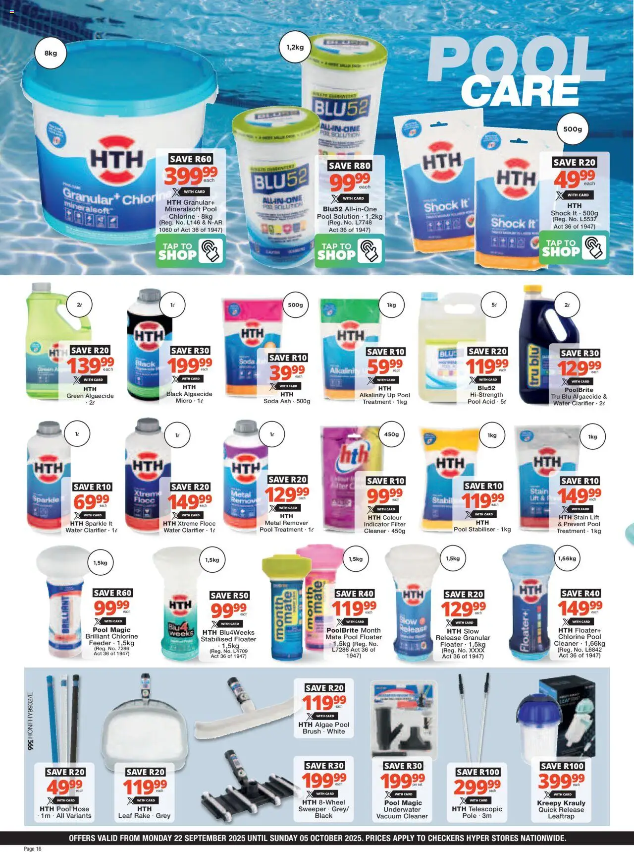 New Checkers catalogue – valid from 22.09.2025 | Page: 16 | Products: Vacuum cleaner, Tap, Water