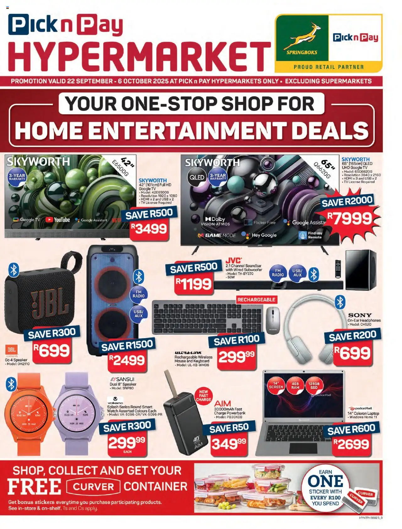 New Pick n Pay catalogue – valid from 22.09.2025 | Page: 9 | Products: Keyboard, Headphones, Speaker, Subwoofer
