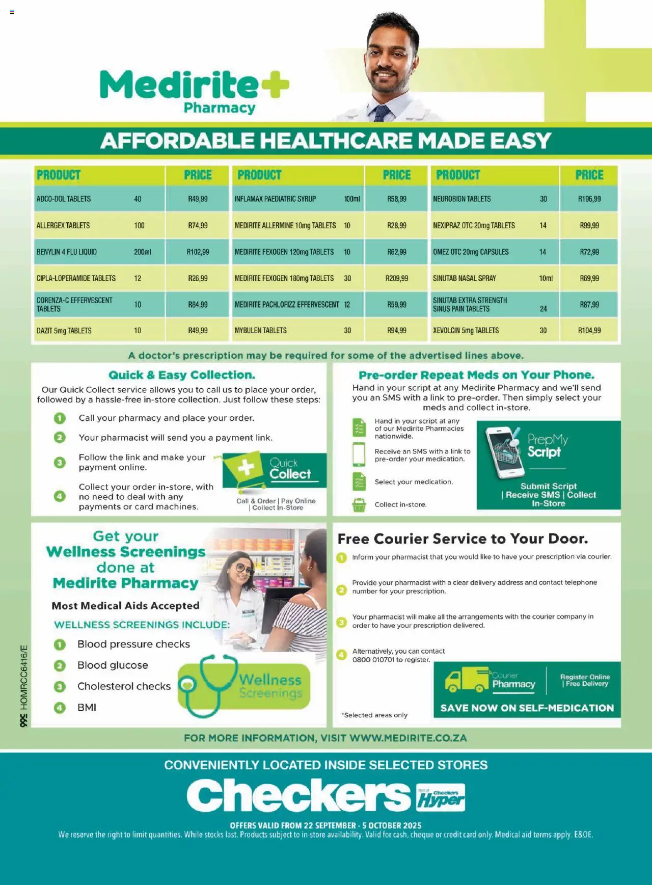 New Checkers catalogue – valid from 22.09.2025 | Page: 4 | Products: Syrup, Nasal spray