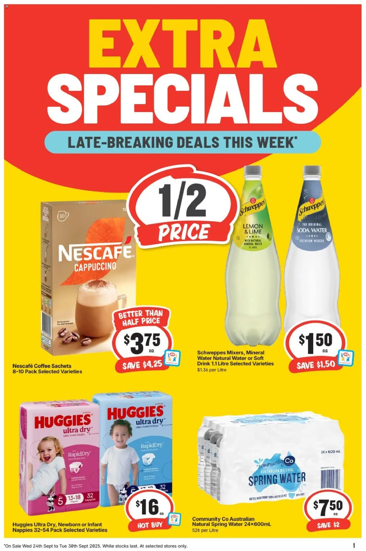 IGA catalogue - valid from 24.09.2025 | Page: 2 | Products: Coffee, Nappies, Water, Nescafe