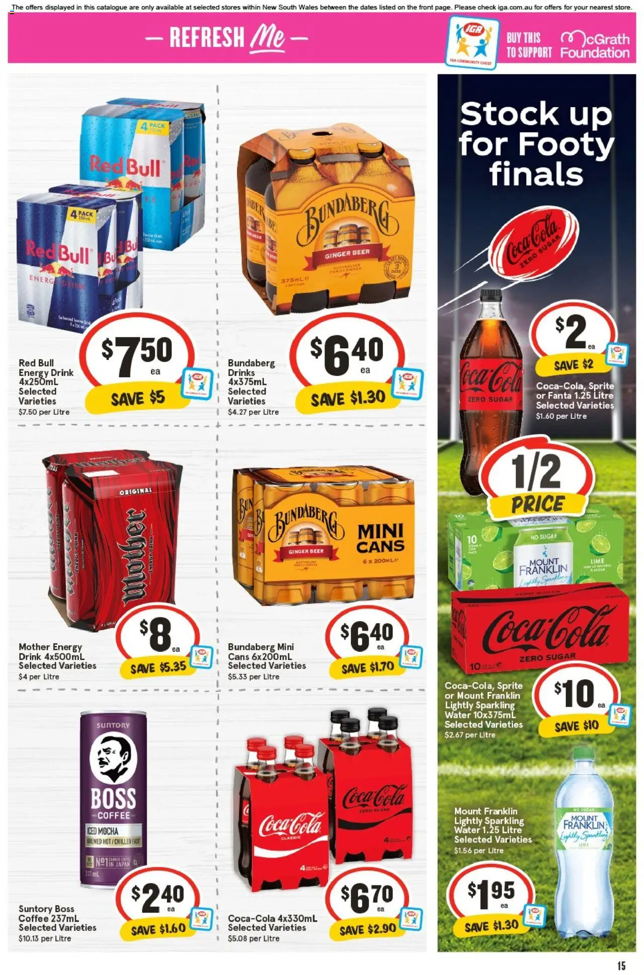 IGA catalogue - valid from 24.09.2025 | Page: 18 | Products: Energy drink, Coca Cola, Water, Sugar