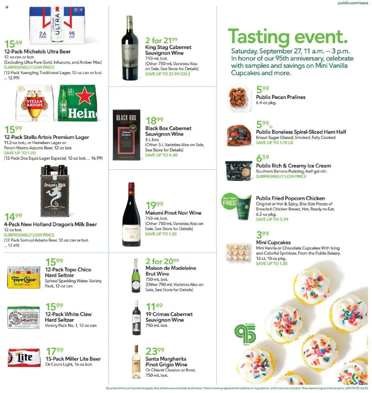 Publix Weekly Ad - valid from 24.09.2025 | Page: 3 | Products: Box, Chocolate, Ham, Beer