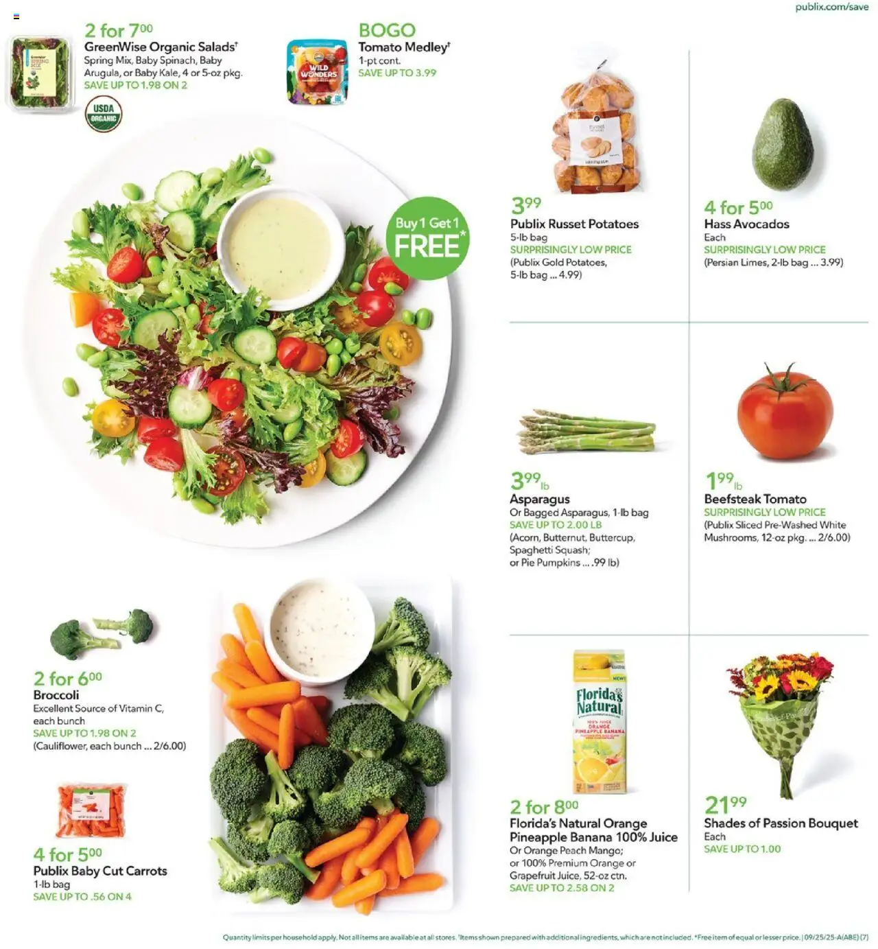 Publix Weekly Ad - valid from 24.09.2025 | Page: 7 | Products: Juice, Grapefruit, Peach, Bag
