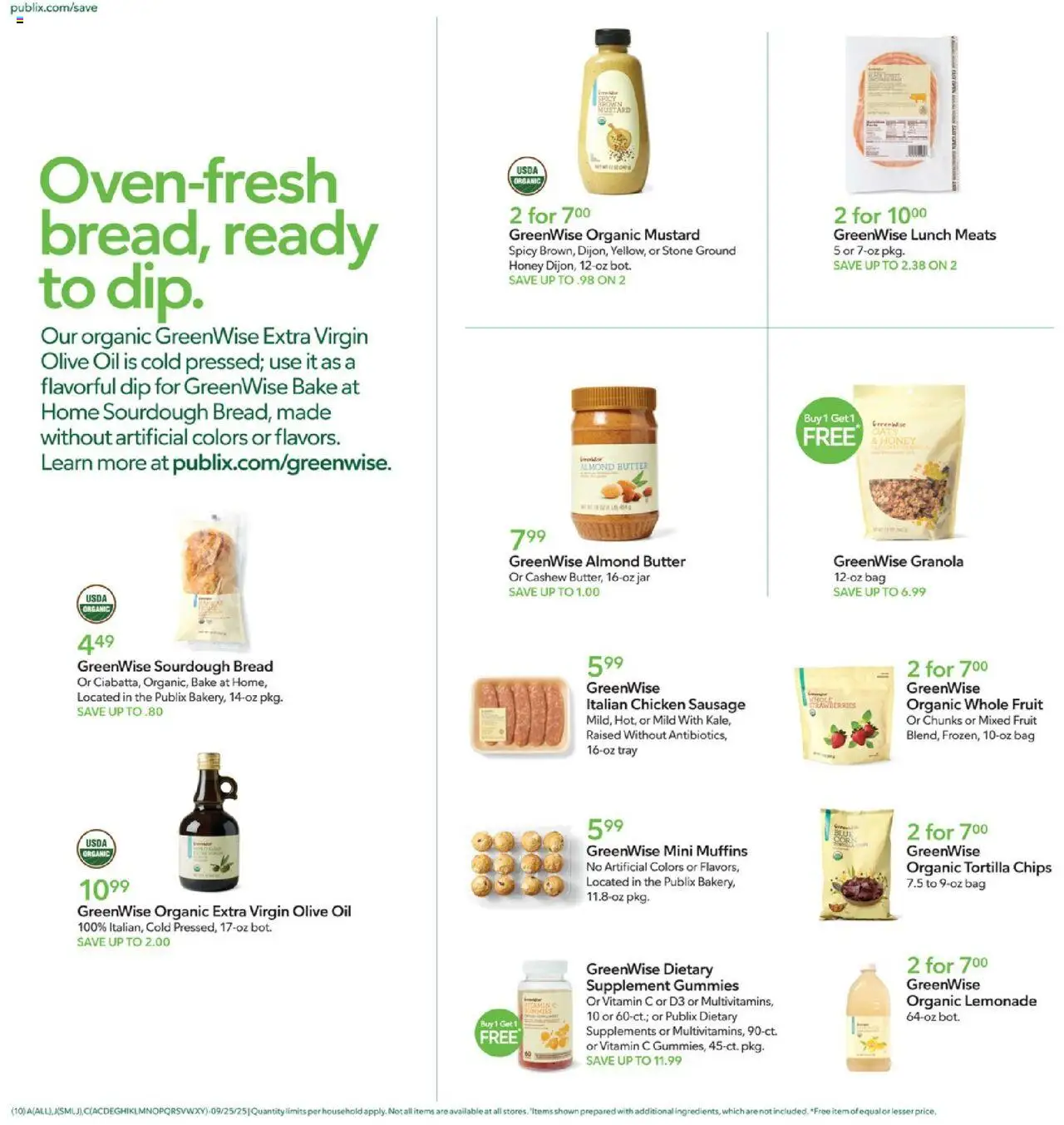 Publix Weekly Ad - valid from 24.09.2025 | Page: 10 | Products: Berries, Butter, Oil, Chips