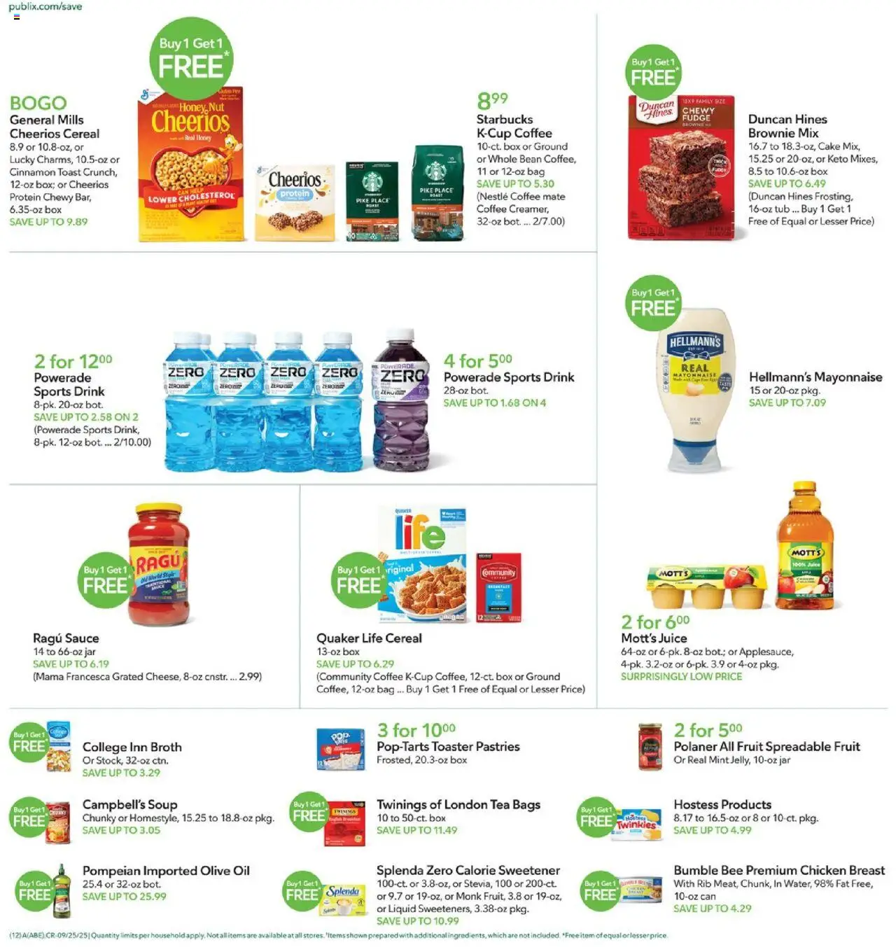 Publix Weekly Ad - valid from 24.09.2025 | Page: 12 | Products: Coffee, Tea, Mayonnaise, Bag