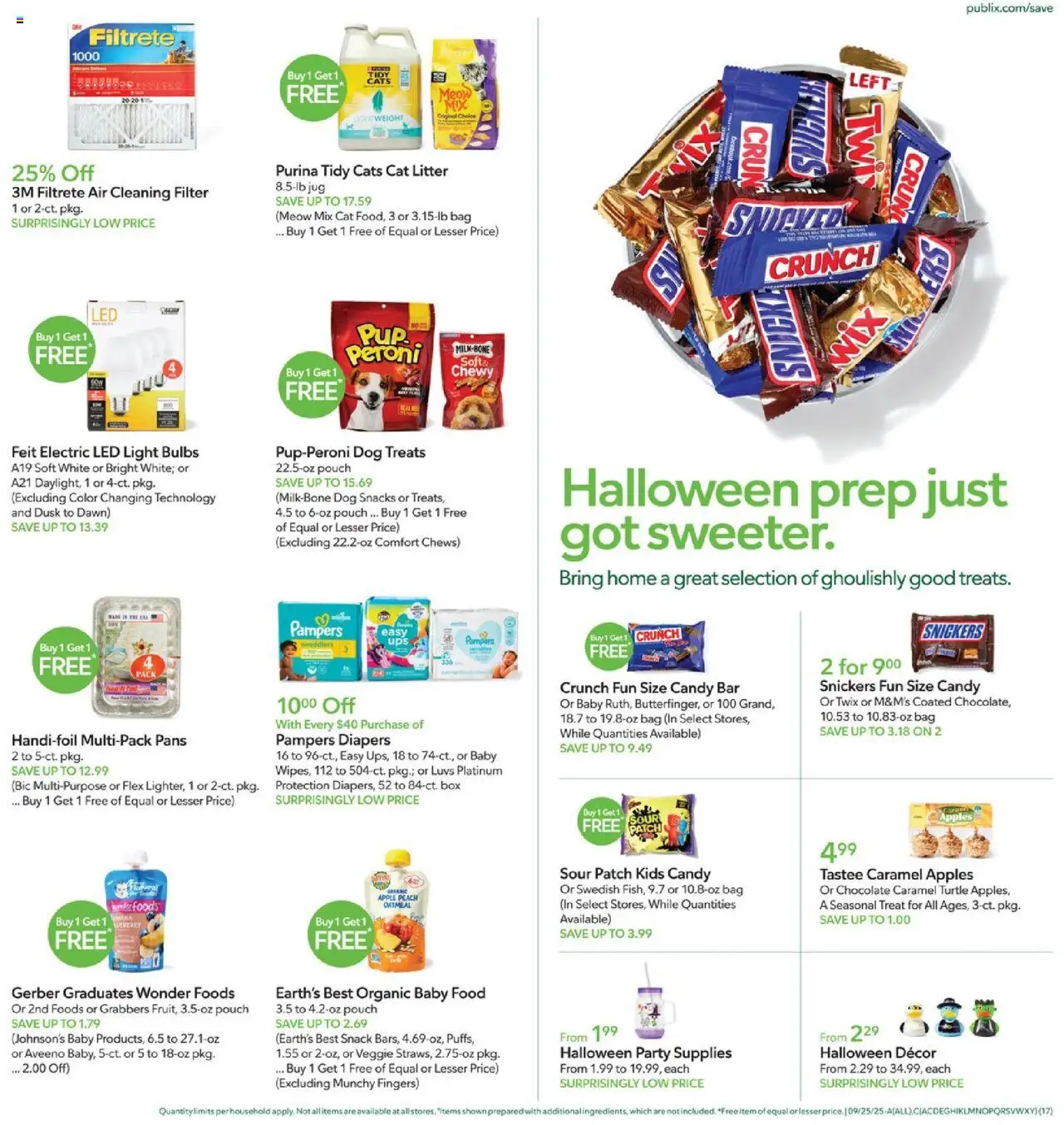 Publix Weekly Ad - valid from 24.09.2025 | Page: 17 | Products: Dog Treats, Cat Litter, Apples, Baby food