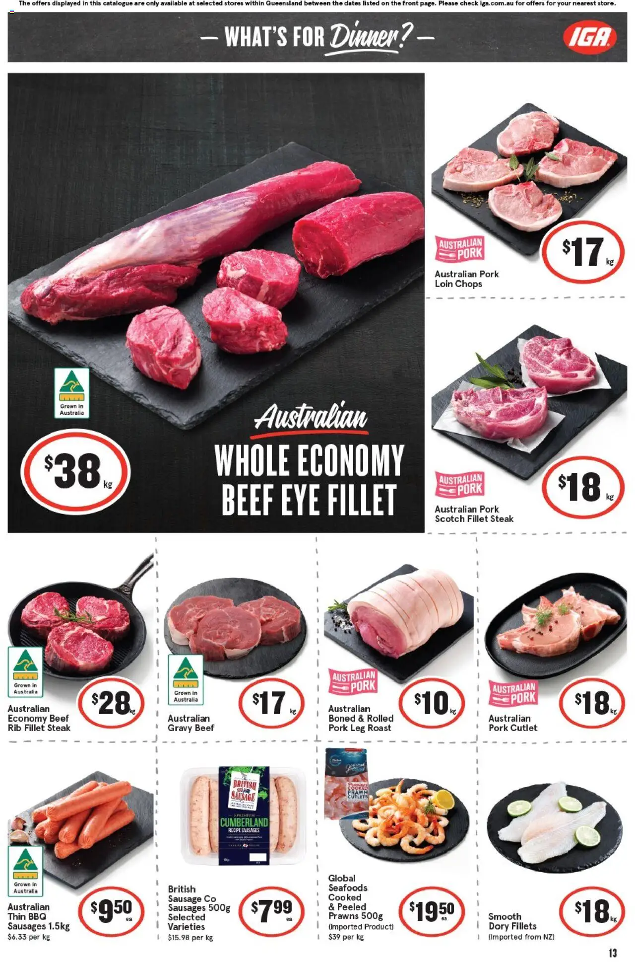 IGA catalogue - valid from 24.09.2025 | Page: 16 | Products: Pork, Prawns, Steak, Scotch