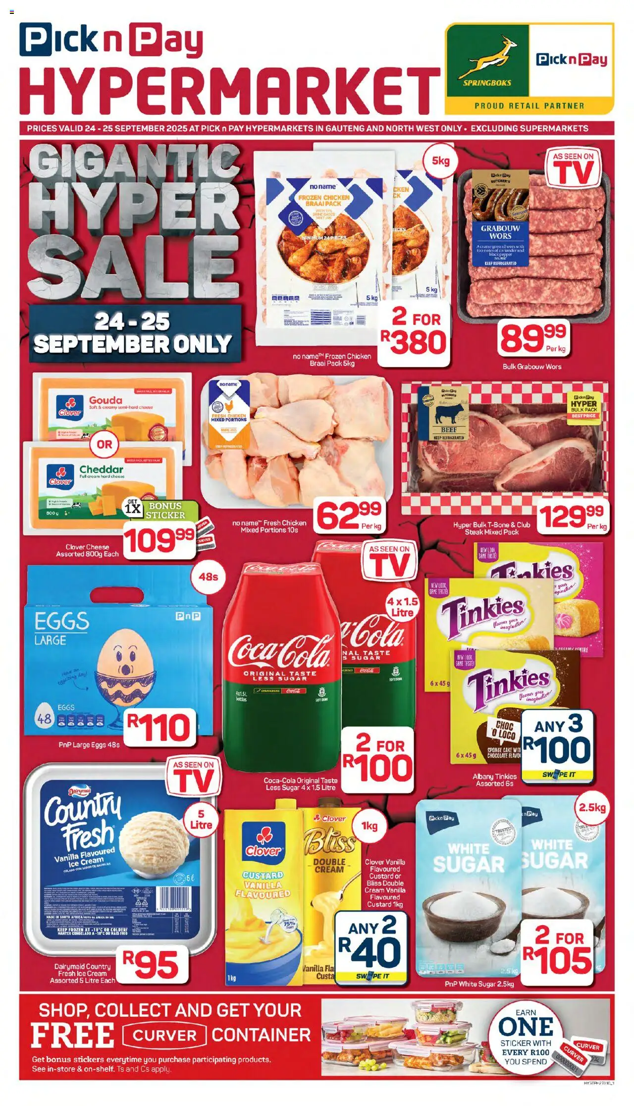 New Pick n Pay catalogue – valid from 24.09.2025 | Page: 1 | Products: Lock, Cheese, Eggs, Beef