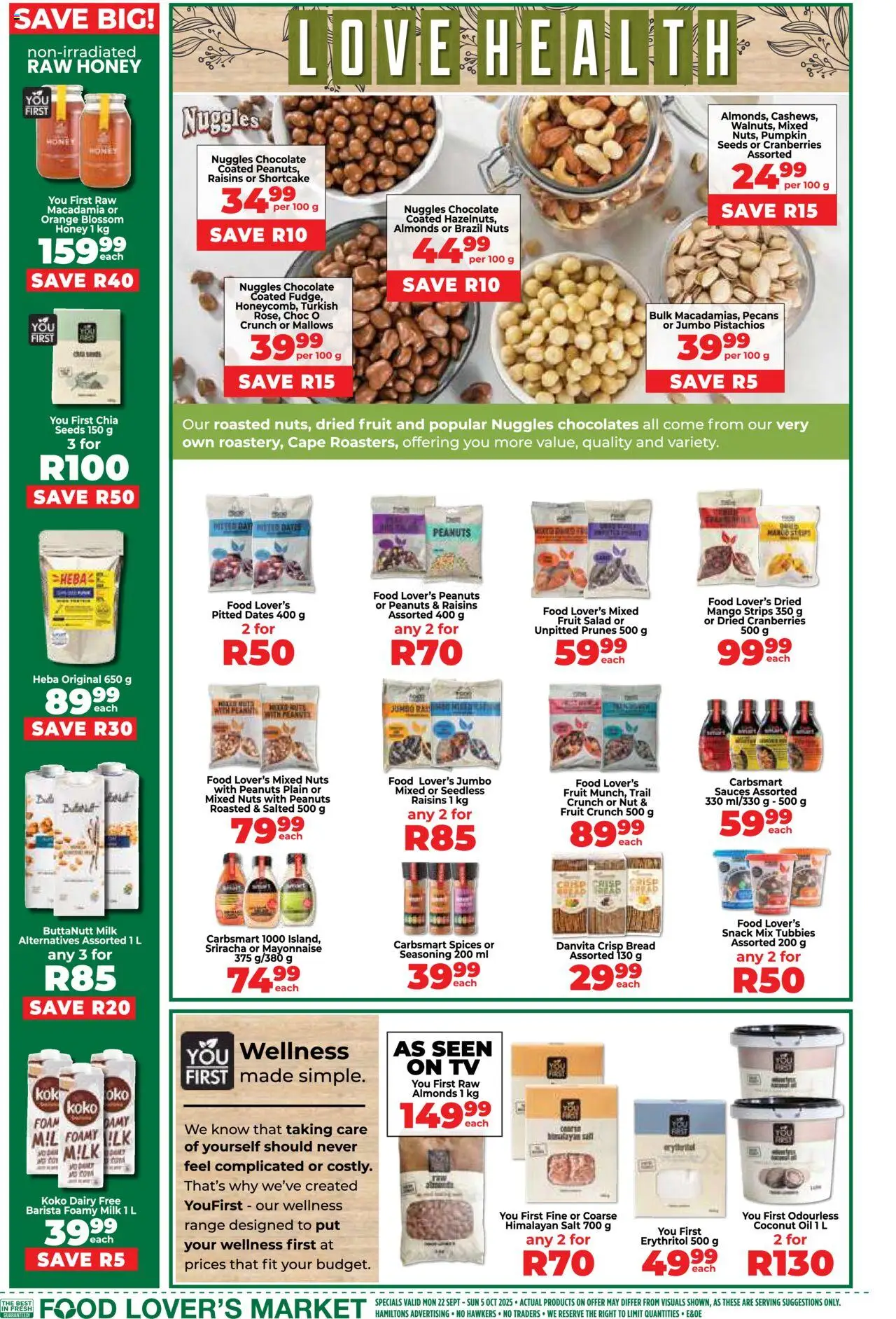 New Food Lover's Market catalogue – valid from 22.09.2025 | Page: 12 | Products: Nuts, Raisins, Spices, Foam