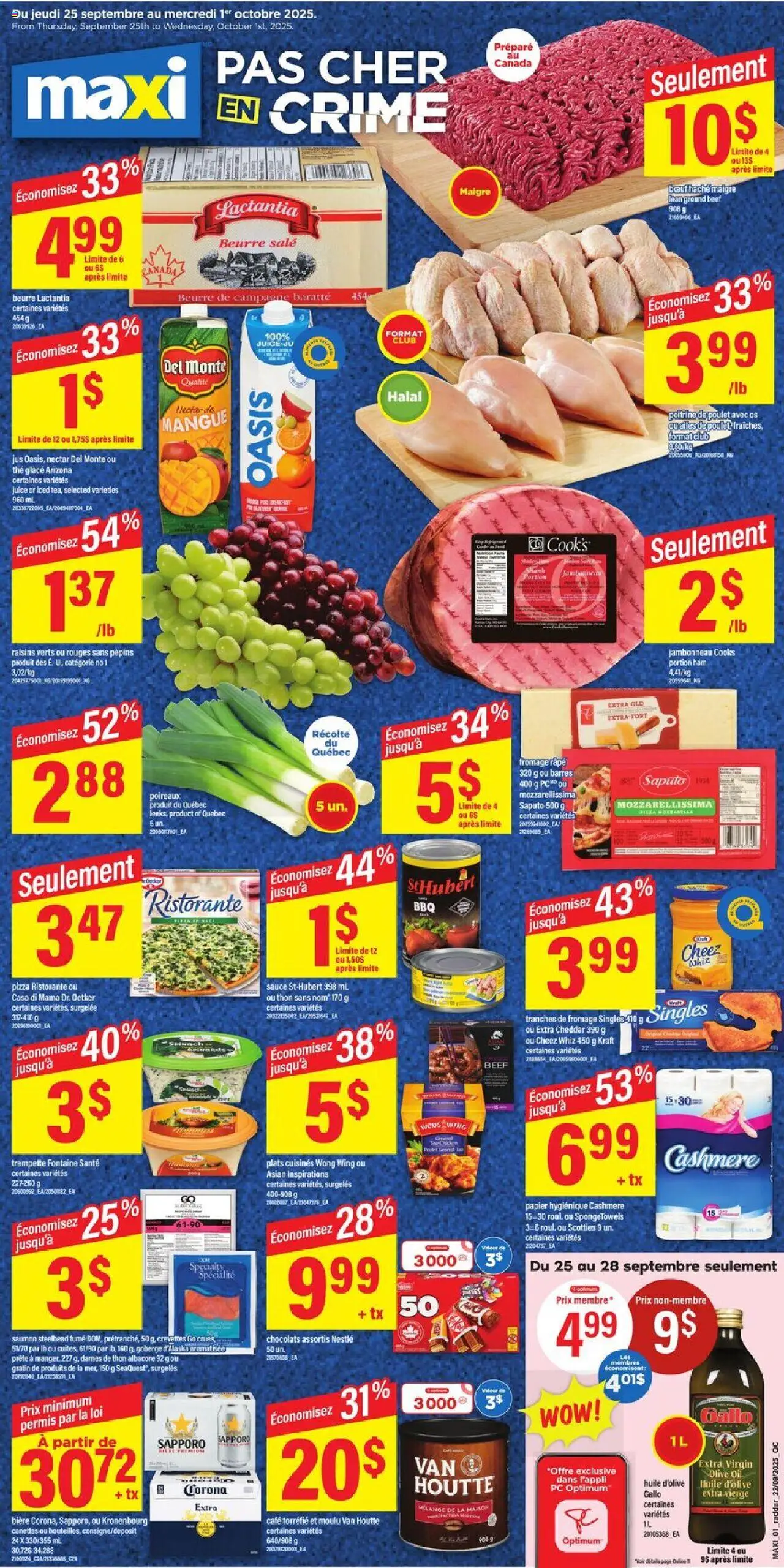 Maxi flyer valid from 25.09.2025 | Page: 1 | Products: PC, Oil, Ham, Juice