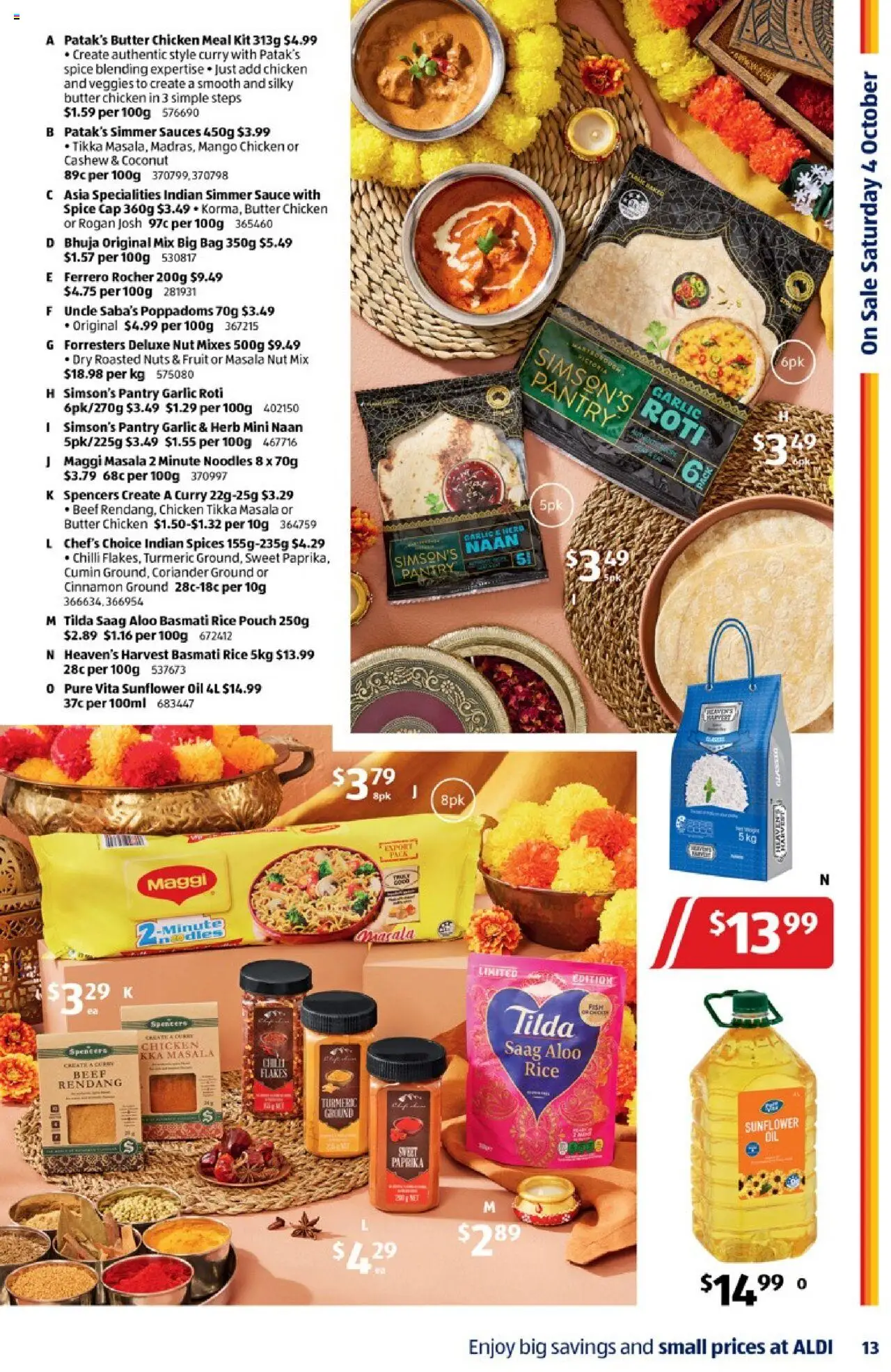 Aldi catalogue - valid from 01.10.2025 | Page: 13 | Products: Noodles, Paprika, Sauce, Bag