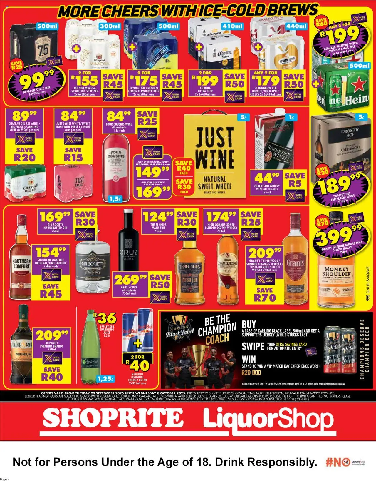 New Shoprite catalogue – valid from 23.09.2025 | Page: 2 | Products: Juice, Fish, Gin, Vodka