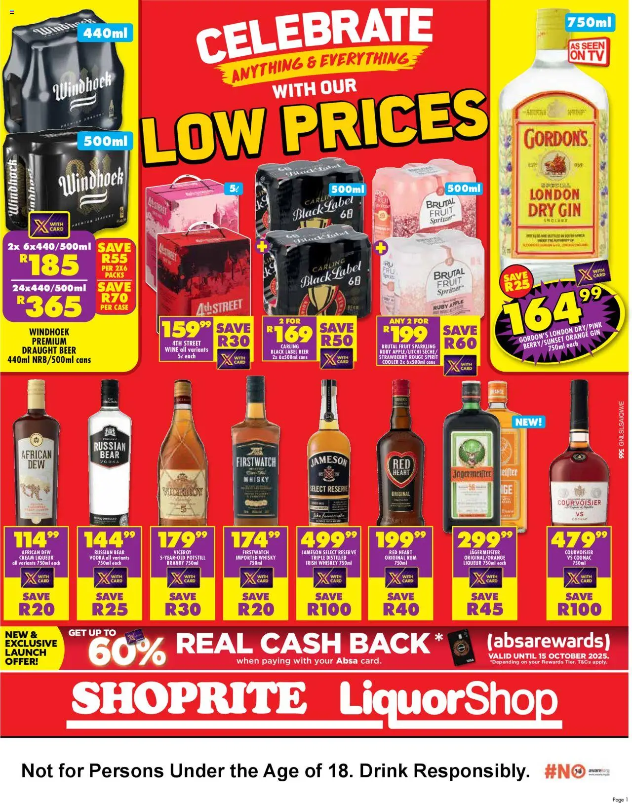 New Shoprite catalogue – valid from 23.09.2025 | Page: 1 | Products: TV, Cooler, Cream, Whiskey