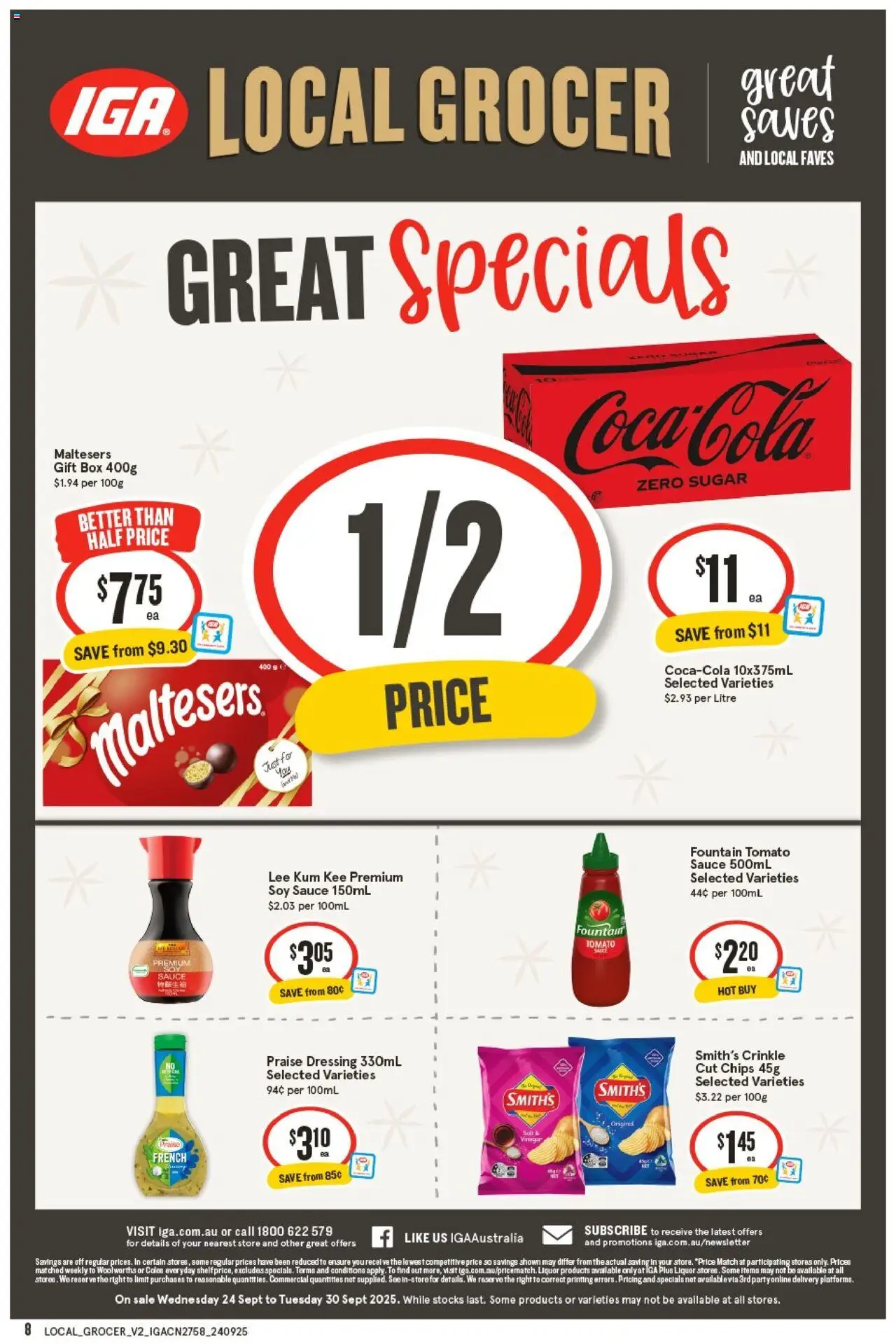 IGA catalogue - valid from 24.09.2025 | Page: 2 | Products: Box, Chips, Sauce, Fountain