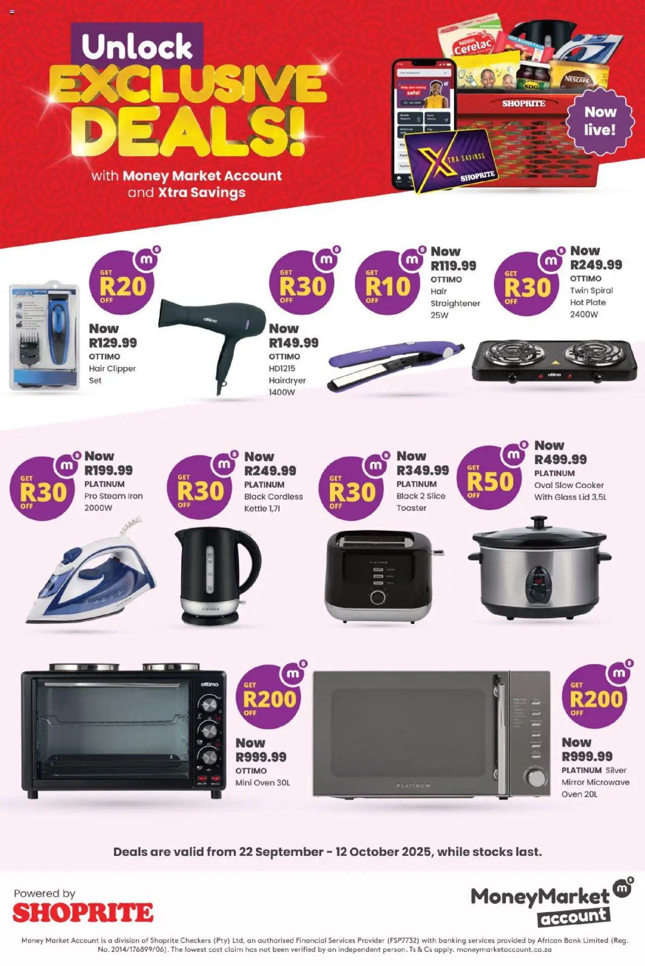 New Shoprite catalogue – valid from 22.09.2025 | Page: 1 | Products: Oven, Iron, Cooker, Mirror