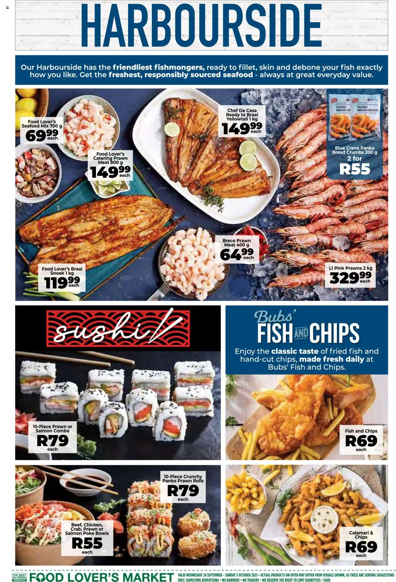 New Food Lover's Market catalogue – valid from 24.09.2025 | Page: 7 | Products: Bread, Fish, Chips, Seafood