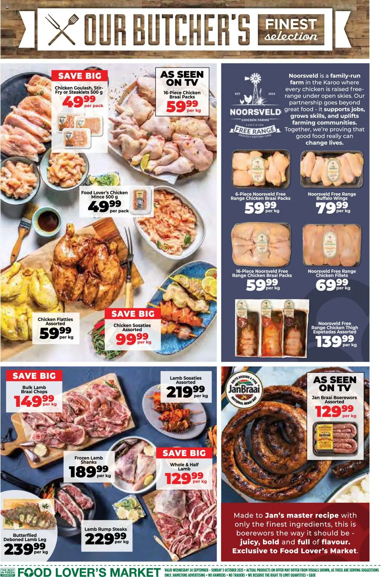New Food Lover's Market catalogue – valid from 24.09.2025 | Page: 6 | Products: TV, Boerewors, Chicken
