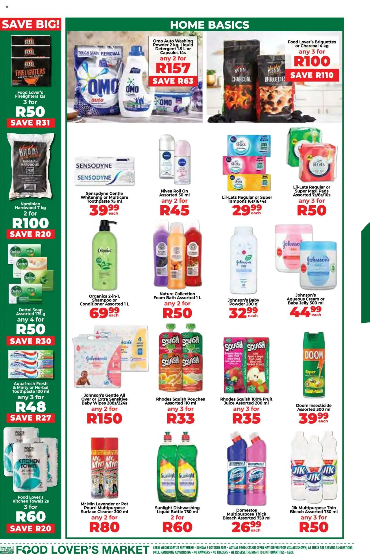 New Food Lover's Market catalogue – valid from 24.09.2025 | Page: 18 | Products: Towel, Bleach, Toothpaste, Washing powder