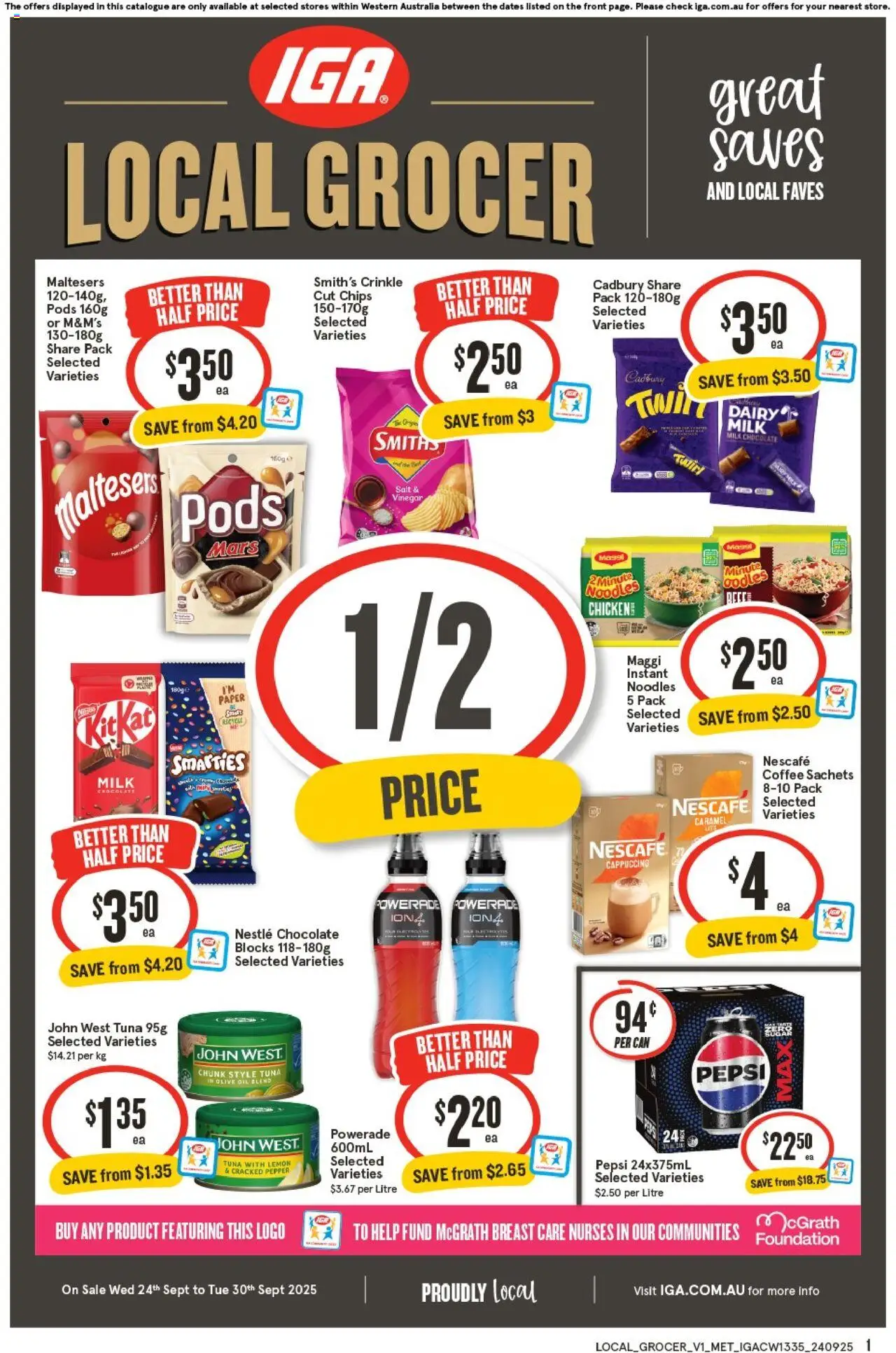 IGA catalogue - valid from 24.09.2025 | Page: 1 | Products: Salt, Pepper, Vinegar, Foundation