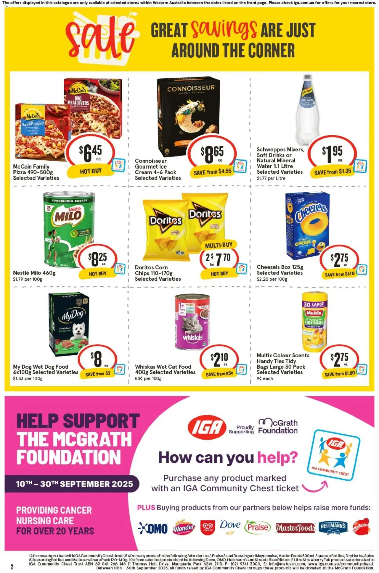 IGA catalogue - valid from 24.09.2025 | Page: 3 | Products: Cheese, Ham, Pizza, Soft drinks