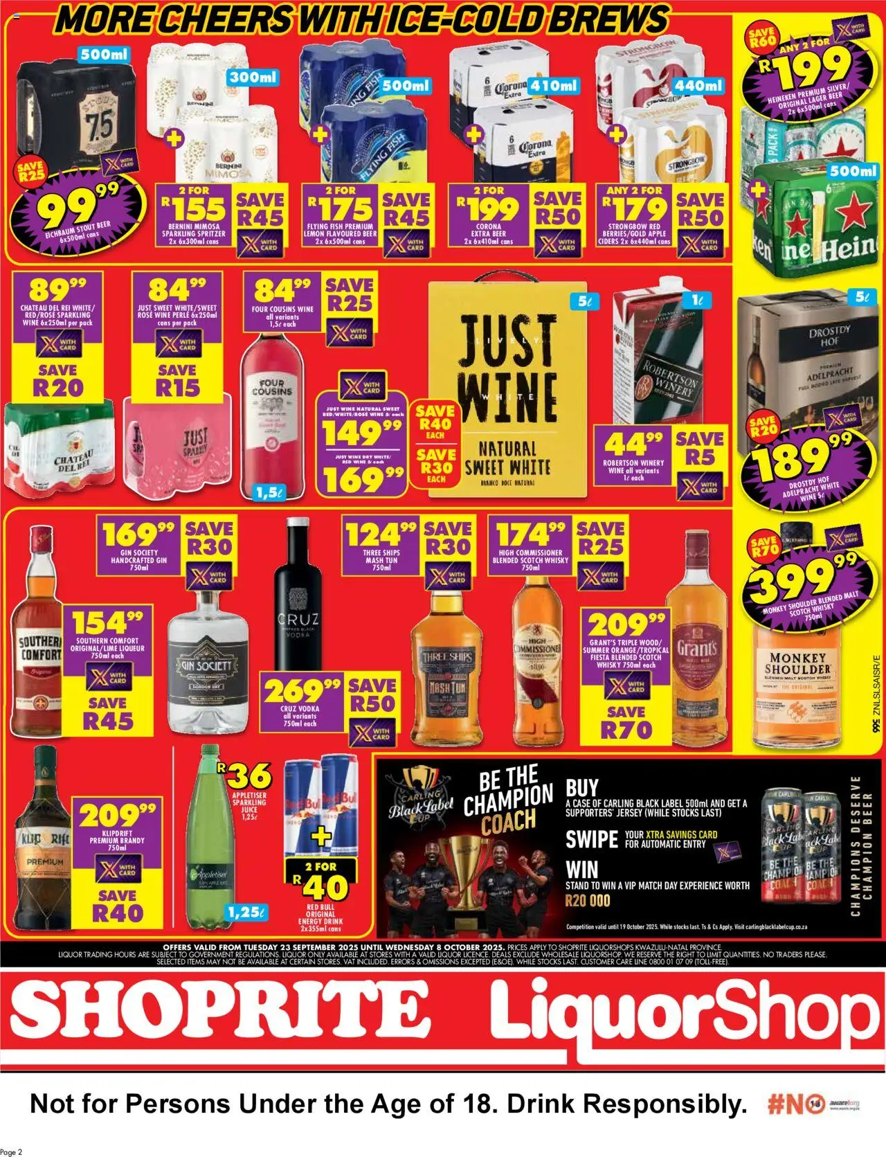 New Shoprite catalogue – valid from 23.09.2025 | Page: 2 | Products: Jersey, Brandy, Juice, Fish