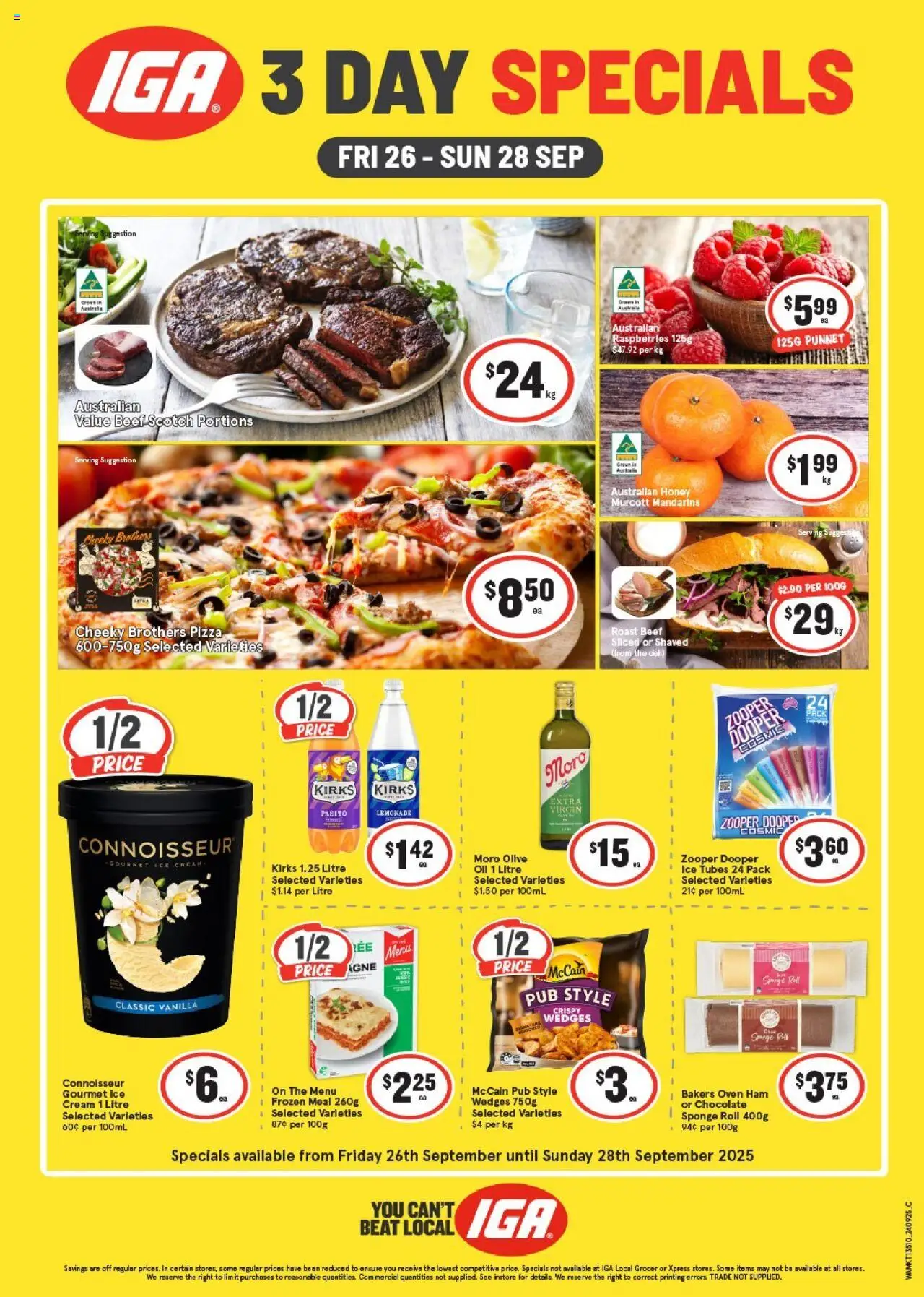 IGA catalogue - valid from 26.09.2025 | Page: 1 | Products: Cream, Sponge, Scotch, Oven