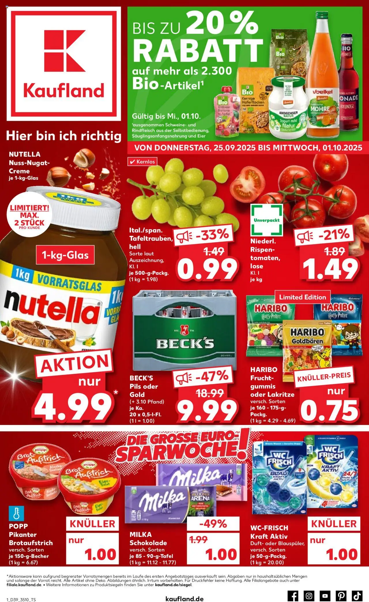 Kaufland prospekt Leipzig	 – gültig ab 25.09.2025 | Seite: 1 | Produkte: Eier, Schokolade, Milka schokolade, Pils Kaufland prospekt Leipzig	 – gültig ab 25.09.2025 | Seite: 1 | Produkte: Eier, Schokolade, Milka schokolade, Pils