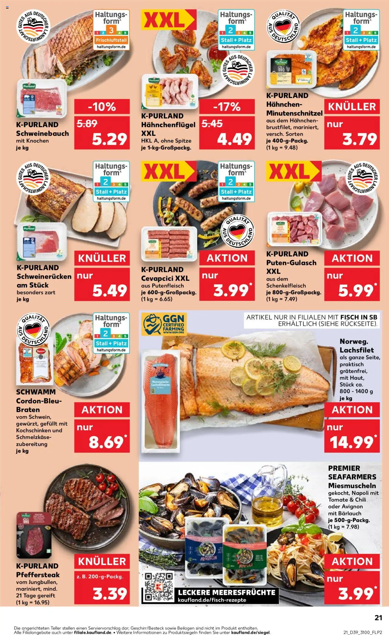 Kaufland prospekt Leipzig	 – gültig ab 25.09.2025 | Seite: 21 | Produkte: Hahnchen, Schweinebauch, Cevapcici, Meeresfrüchte Kaufland prospekt Leipzig	 – gültig ab 25.09.2025 | Seite: 21 | Produkte: Hahnchen, Schweinebauch, Cevapcici, Meeresfrüchte