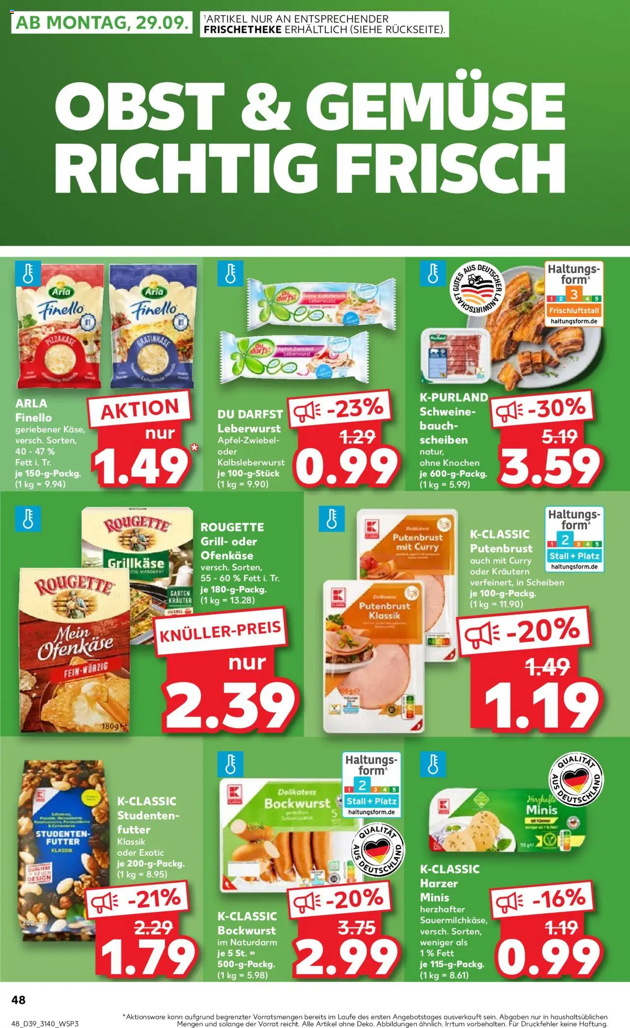 Kaufland prospekt Leipzig	 – gültig ab 25.09.2025 | Seite: 48 | Produkte: Bockwurst, Grill, Gemüse, Obst Kaufland prospekt Leipzig	 – gültig ab 25.09.2025 | Seite: 48 | Produkte: Bockwurst, Grill, Gemüse, Obst