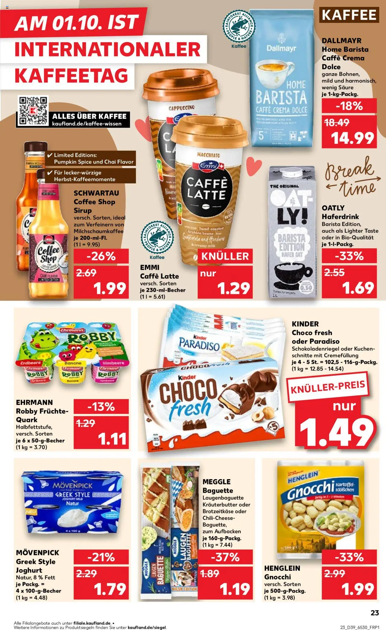 Kaufland prospekt Frankfurt (Oder)	 – gültig ab 25.09.2025 | Seite: 23 | Produkte: Kaffee, Baguette, Oatly, Kuchen Kaufland prospekt Frankfurt (Oder)	 – gültig ab 25.09.2025 | Seite: 23 | Produkte: Kaffee, Baguette, Oatly, Kuchen