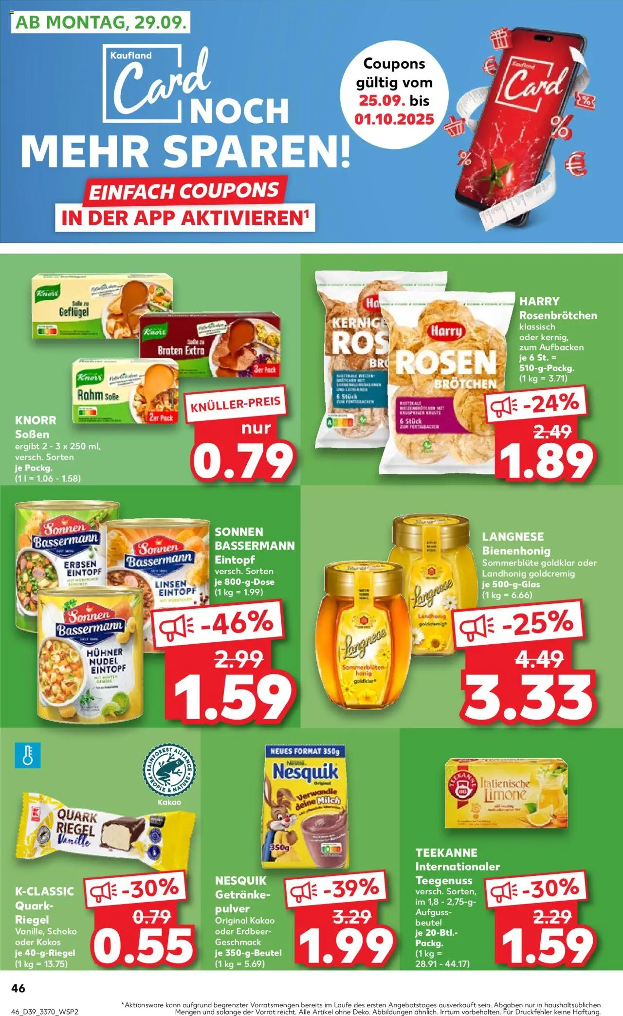 Kaufland prospekt Frankfurt (Oder)	 – gültig ab 25.09.2025 | Seite: 46 | Produkte: Nesquik, Milch, Knorr, Teekanne Kaufland prospekt Frankfurt (Oder)	 – gültig ab 25.09.2025 | Seite: 46 | Produkte: Nesquik, Milch, Knorr, Teekanne