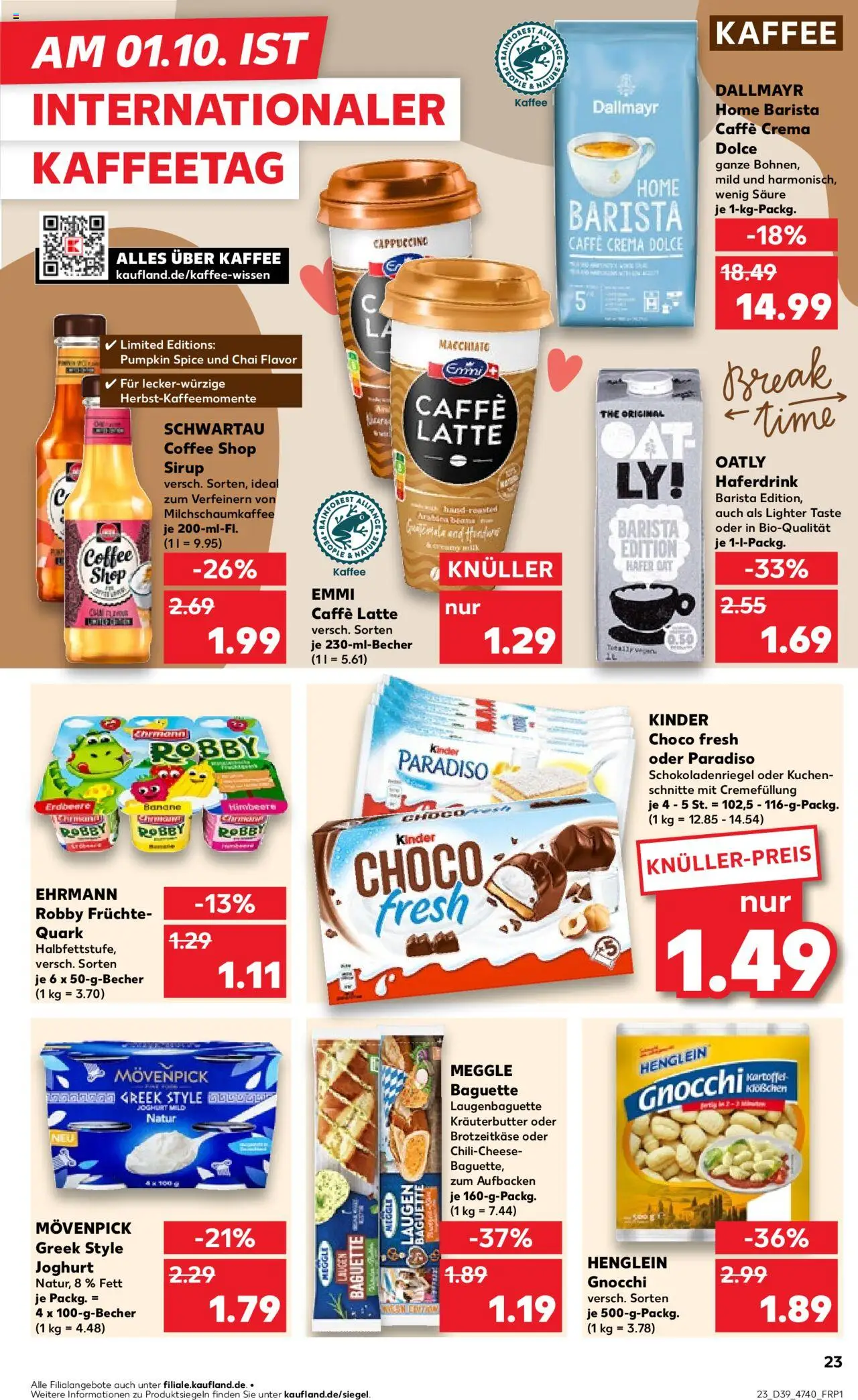Kaufland prospekt Hannover	 – gültig ab 25.09.2025 | Seite: 23 | Produkte: Quark, Sirup, Oatly, Kuchen Kaufland prospekt Hannover	 – gültig ab 25.09.2025 | Seite: 23 | Produkte: Quark, Sirup, Oatly, Kuchen