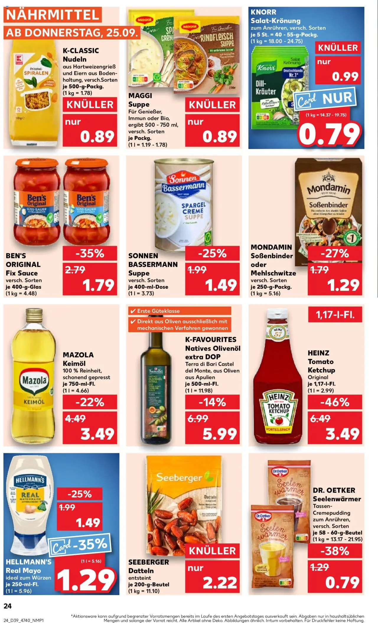 Kaufland prospekt Hannover	 – gültig ab 25.09.2025 | Seite: 24 | Produkte: Olivenol, Maggi suppe, Nudeln, Rindfleisch Kaufland prospekt Hannover	 – gültig ab 25.09.2025 | Seite: 24 | Produkte: Olivenol, Maggi suppe, Nudeln, Rindfleisch