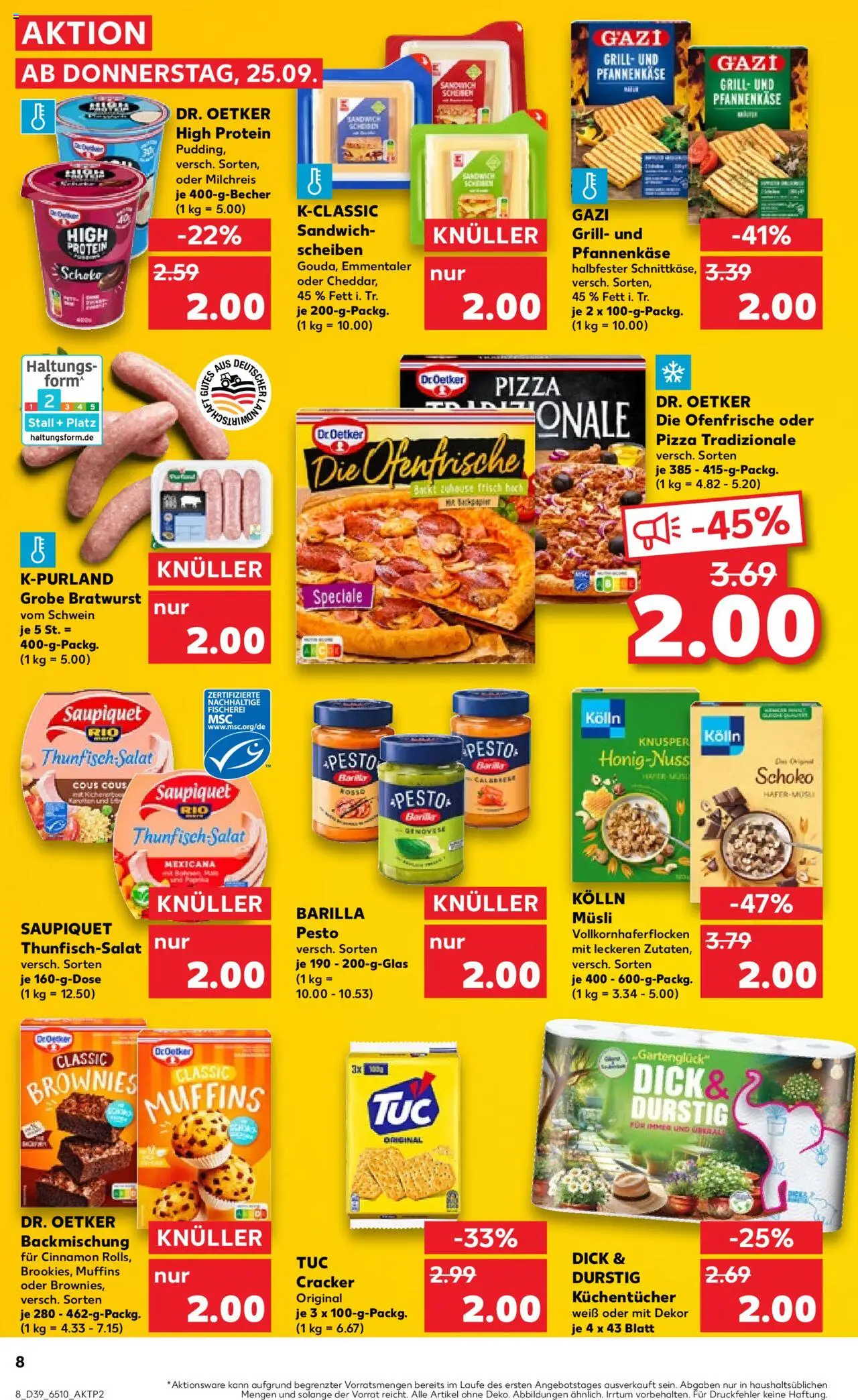 Kaufland prospekt Köln	 – gültig ab 25.09.2025 | Seite: 8 | Produkte: Musli, Thunfisch, Bratwurst, Salat Kaufland prospekt Köln	 – gültig ab 25.09.2025 | Seite: 8 | Produkte: Musli, Thunfisch, Bratwurst, Salat