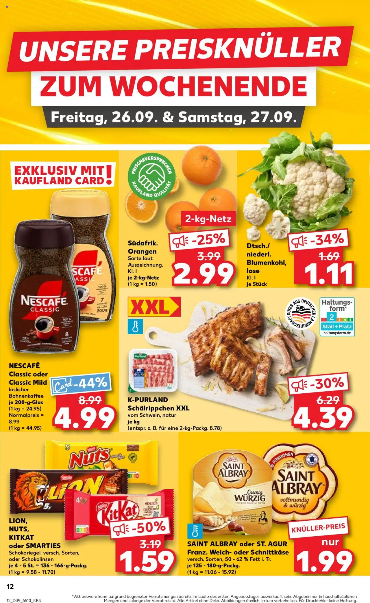 Kaufland prospekt Köln	 – gültig ab 25.09.2025 | Seite: 12 | Produkte: Nescafe, Smarties, Orangen, Blumenkohl Kaufland prospekt Köln	 – gültig ab 25.09.2025 | Seite: 12 | Produkte: Nescafe, Smarties, Orangen, Blumenkohl