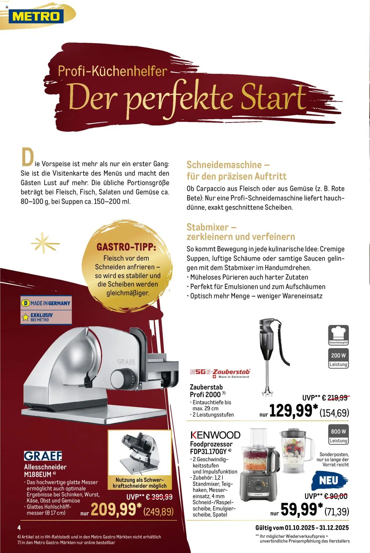 Metro Saisonkatalog "Perfekt ausgestattet" – gültig ab 01.10.2025 | Seite: 4 | Produkte: Gemüse, Obst, Stabmixer, Fleisch Metro Saisonkatalog "Perfekt ausgestattet" – gültig ab 01.10.2025 | Seite: 4 | Produkte: Gemüse, Obst, Stabmixer, Fleisch