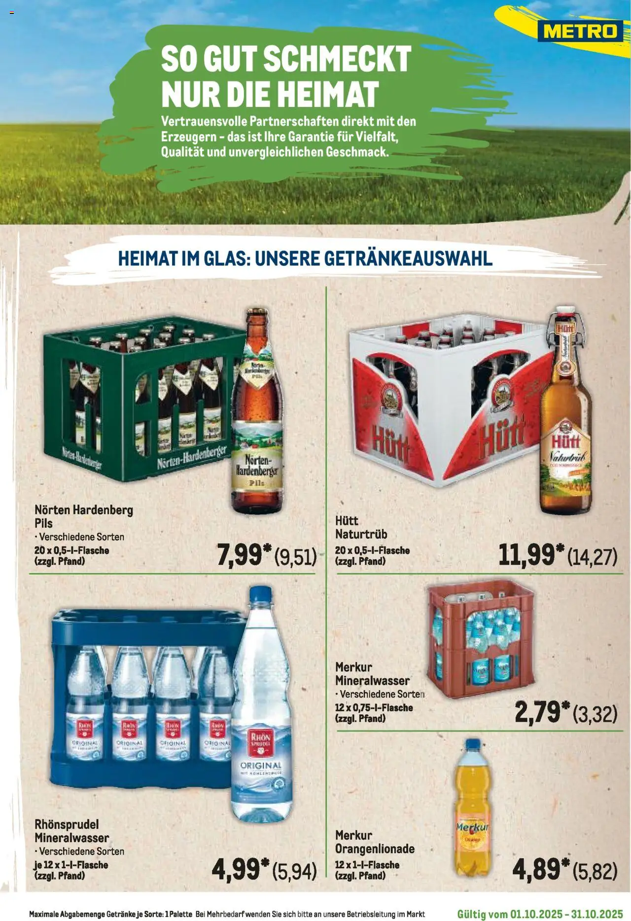 Metro Regionaler Flyer – gültig ab 01.10.2025 | Seite: 5 | Produkte: Pils, Mineralwasser, Rhonsprudel