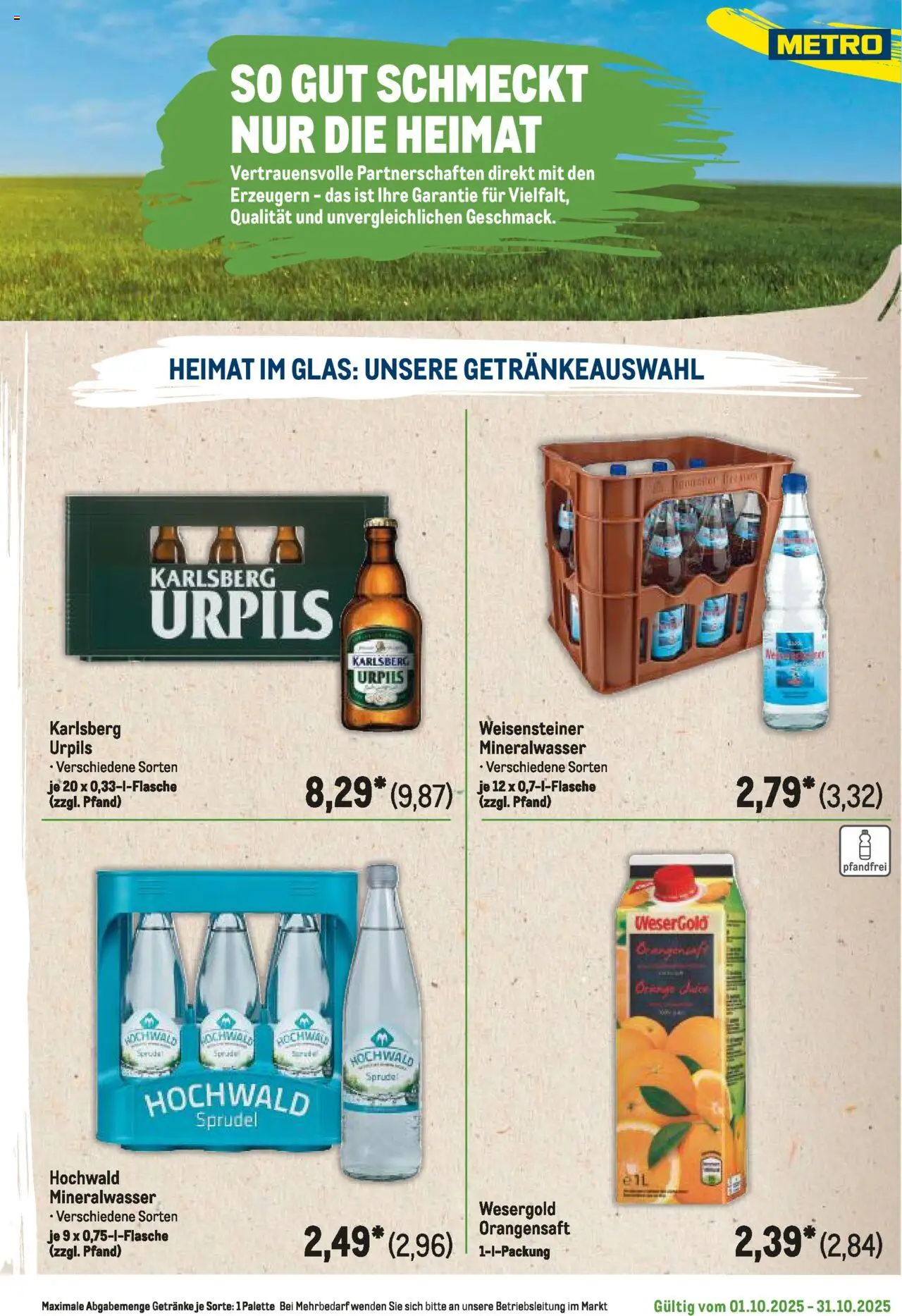 Metro Regionaler Flyer – gültig ab 01.10.2025 | Seite: 7 | Produkte: Orangensaft, Mineralwasser