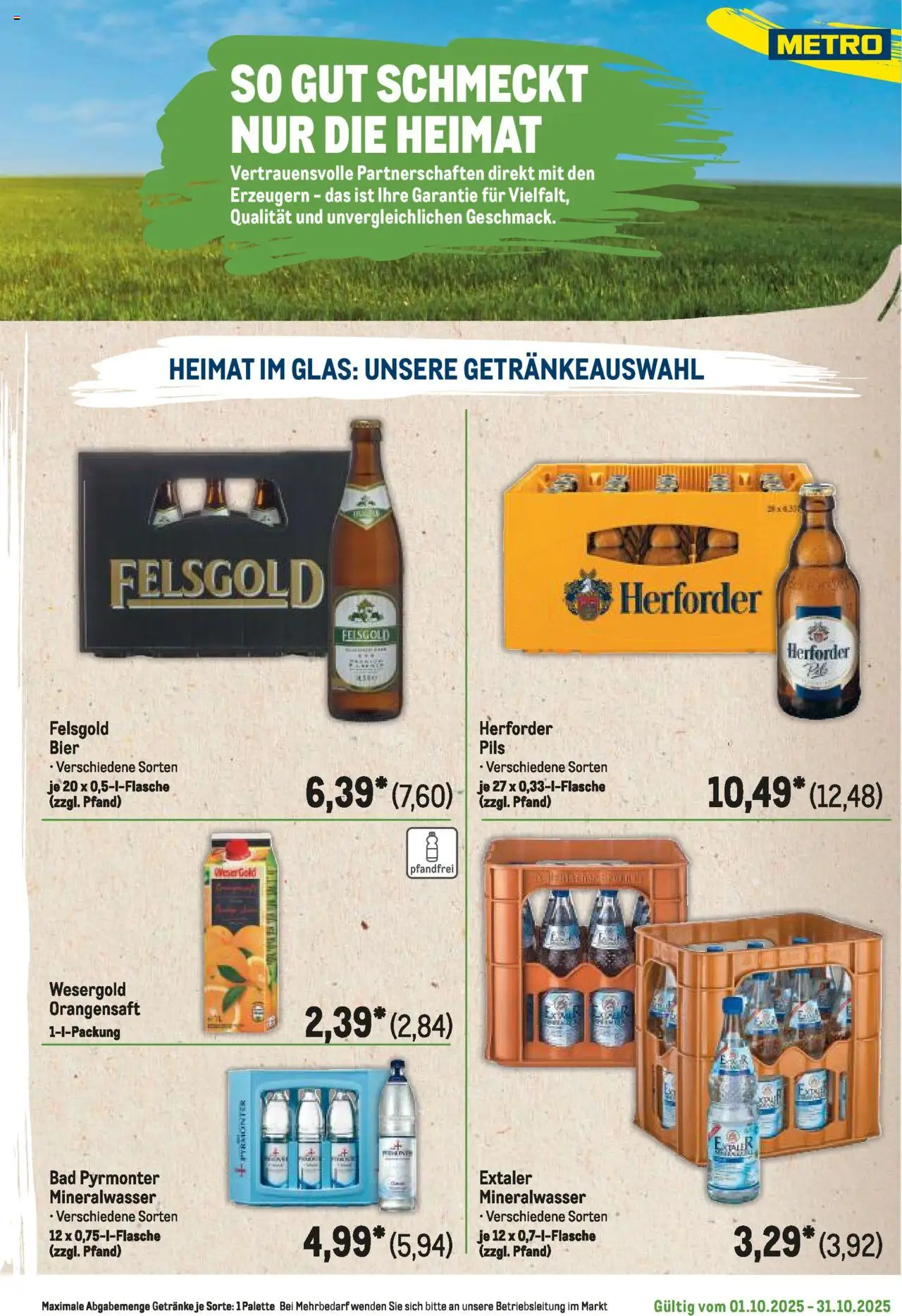 Metro Regionaler Flyer – gültig ab 01.10.2025 | Seite: 19 | Produkte: Bad, Pils, Orangensaft, Mineralwasser