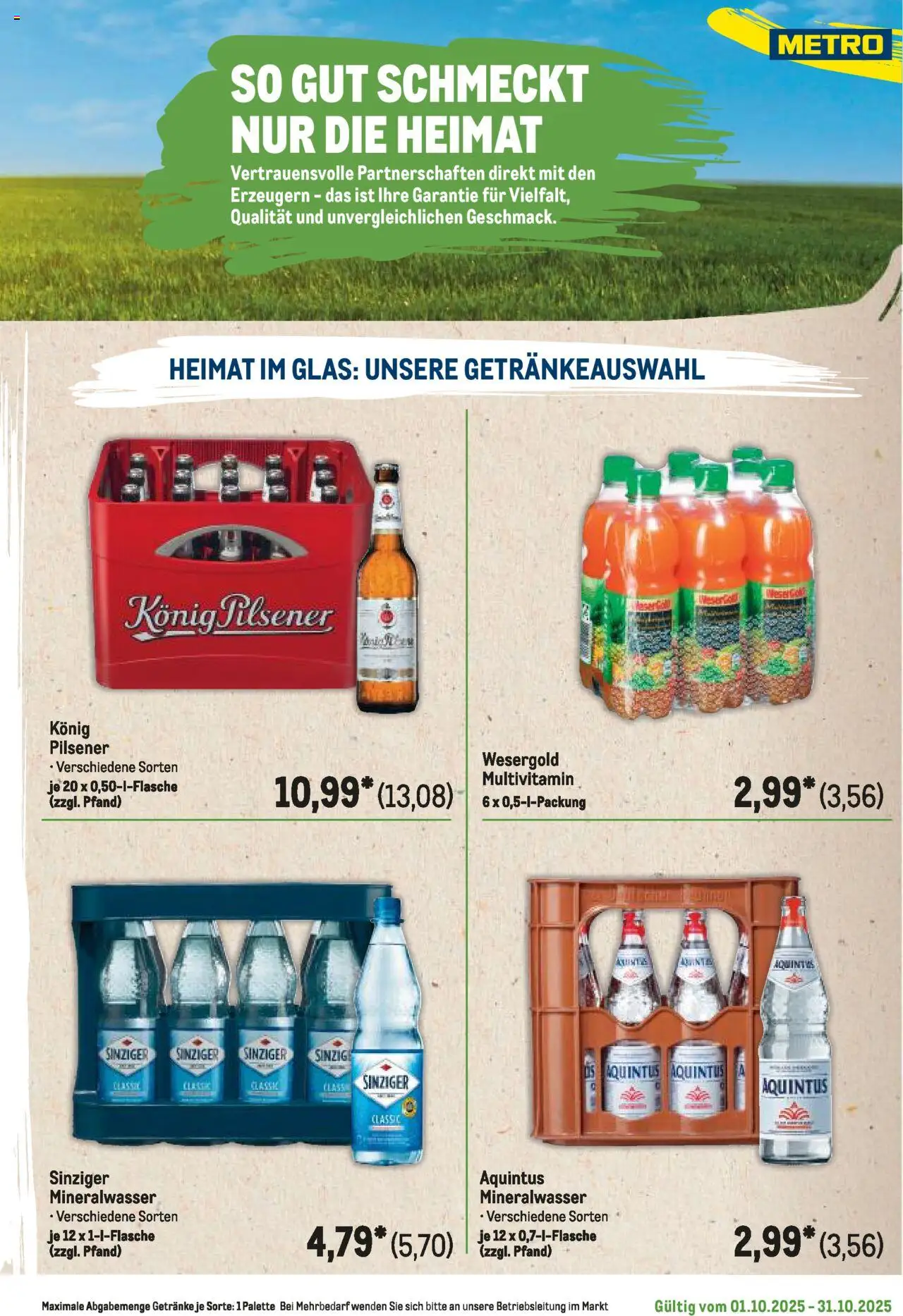 Metro Regionaler Flyer – gültig ab 01.10.2025 | Seite: 23 | Produkte: Konig pilsener, Mineralwasser