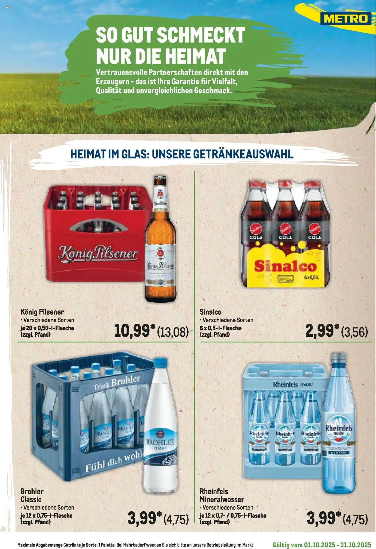 Metro Regionaler Flyer – gültig ab 01.10.2025 | Seite: 21 | Produkte: Sinalco, Konig pilsener, Cola, Mineralwasser